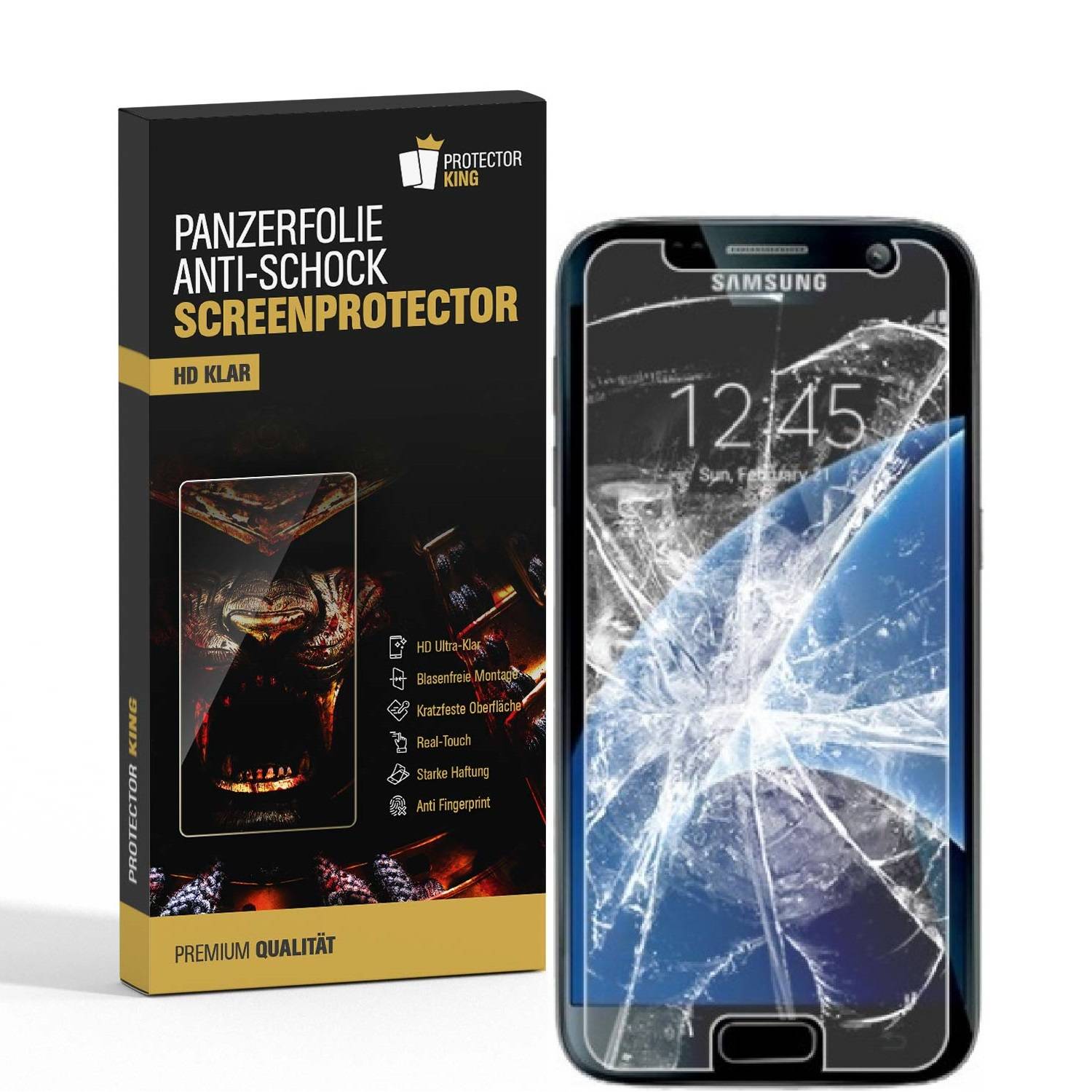 4x Panzerfolie für Samsung Galaxy S7 ANTI-SCHOCK Displayschutzfolie HD KLAR
