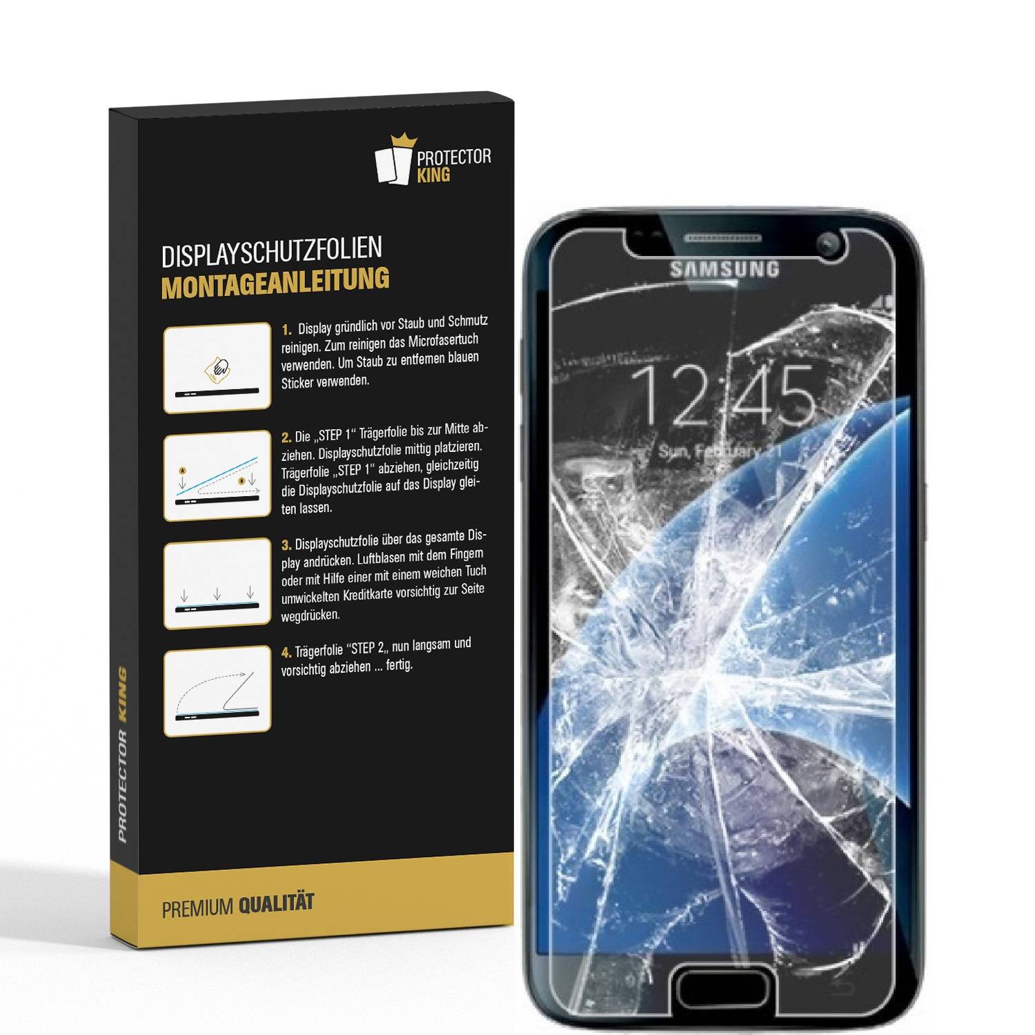 4x Panzerfolie für Samsung Galaxy S7 ANTI-SCHOCK Displayschutzfolie HD KLAR