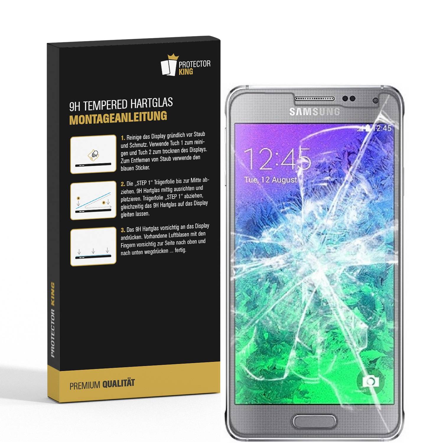 3x 9H Hartglasfolie für Samsung Galaxy Alpha Panzerfolie Displayschutzfolie KLAR
