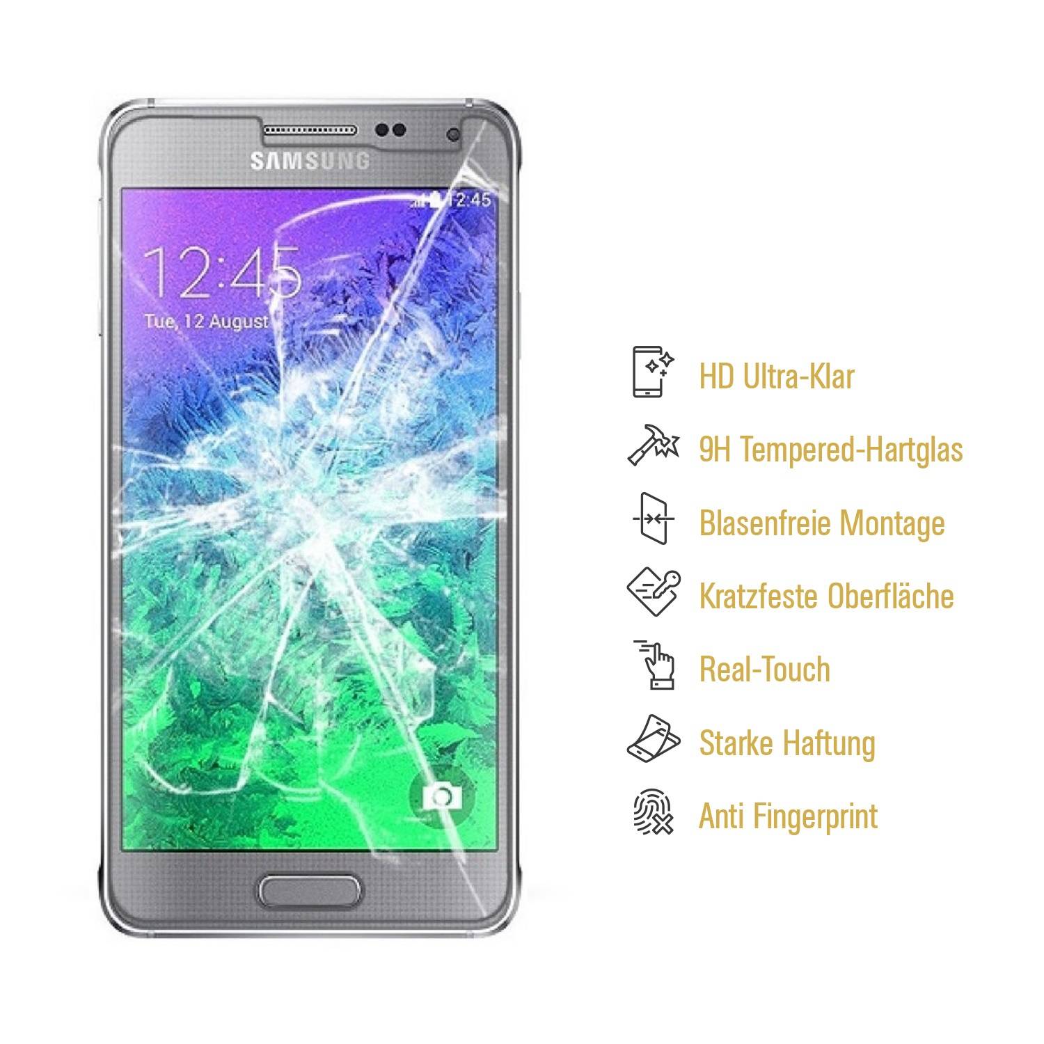 2x 9H Hartglasfolie für Samsung Galaxy Alpha Panzerfolie Displayschutzfolie KLAR Panzerglas Schutzfolie