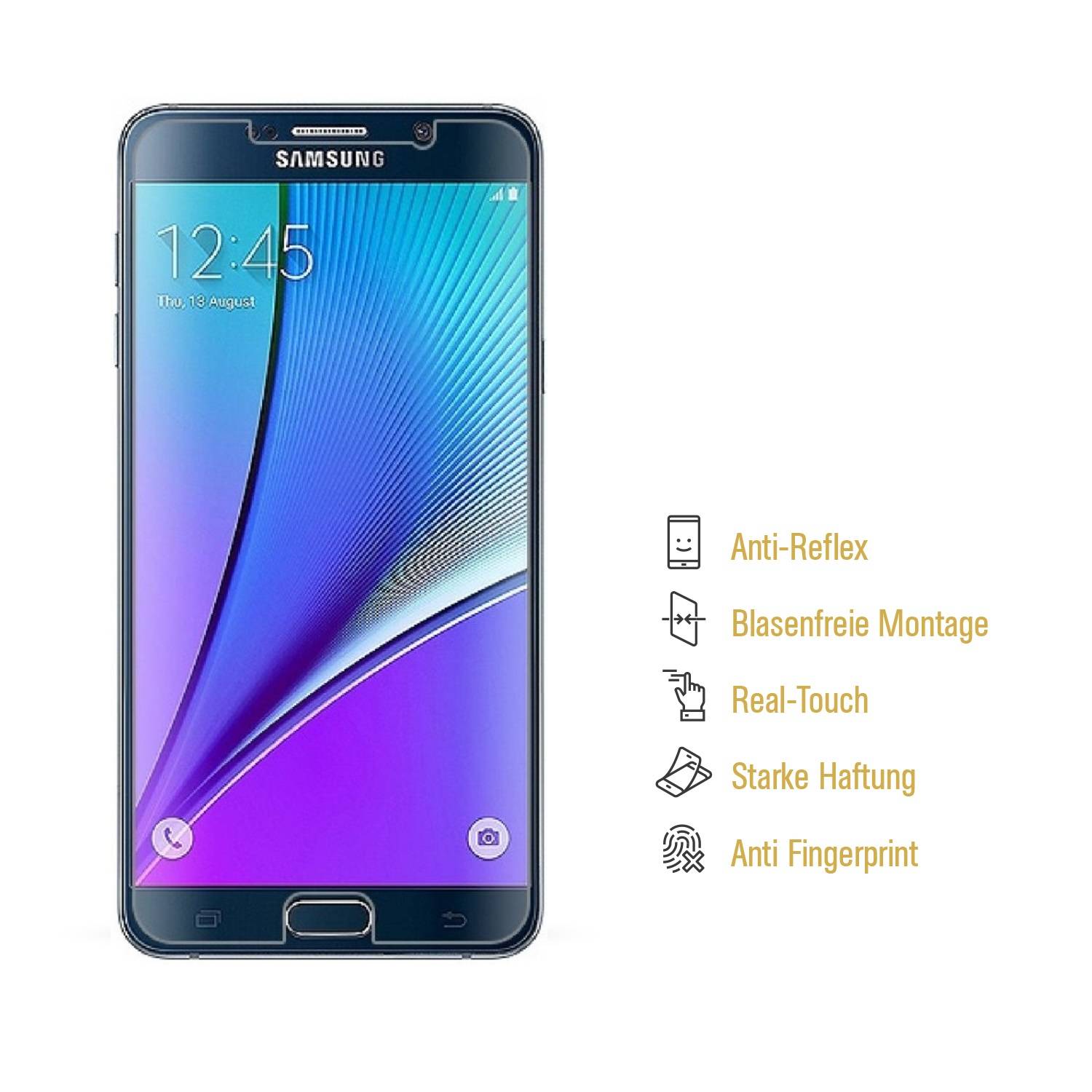 2x Displayschutzfolie für Samsung Galaxy Note 5 ANTI-REFLEX Schutzfolie MATT