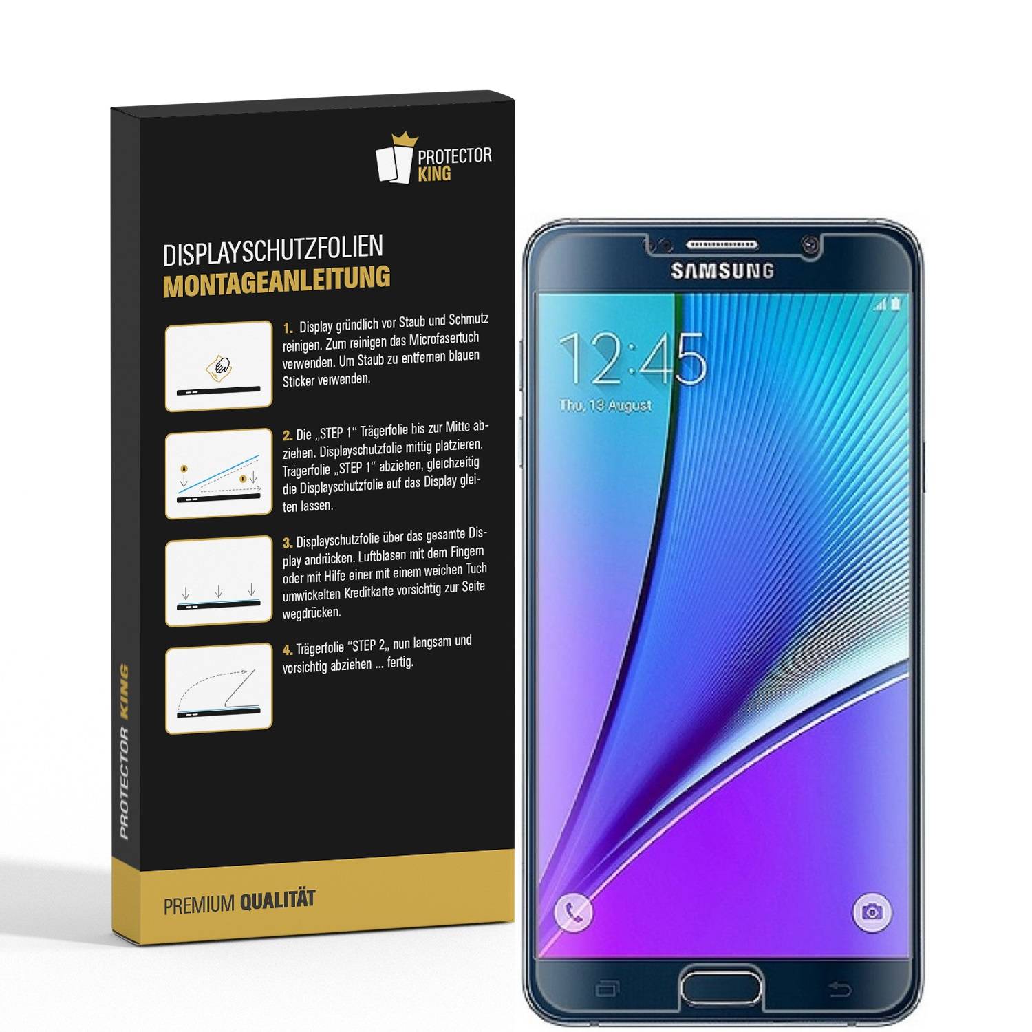 4x 9H Nano-Glass für Samsung Galaxy Note 5 3D KLAR Anti-Shock Anti-Bruch Anti-Stoß Anti-Schmutz Panzernanoglas Displayschutz Schutzfolie Panzerfolie