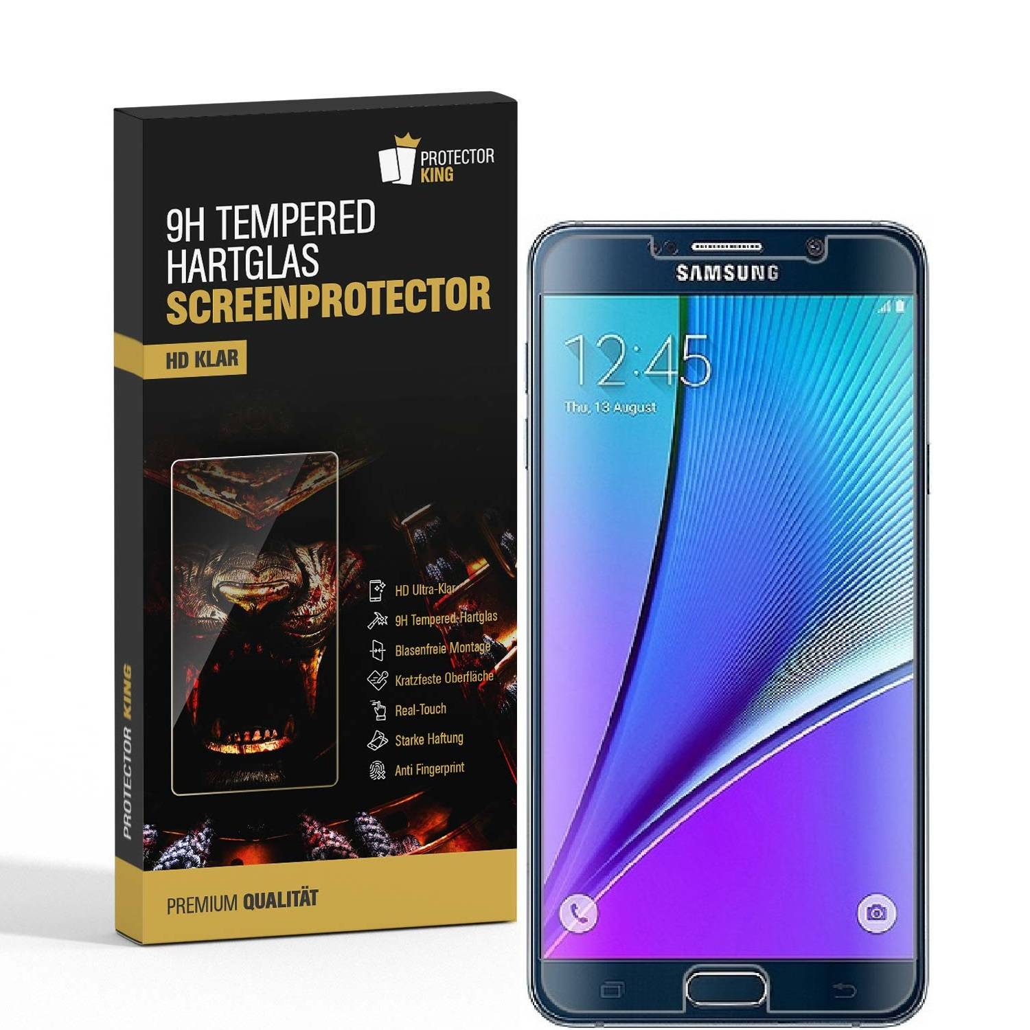 2x 9H Hartglasfolie für Samsung Galaxy Note 5 Panzerfolie Displayglas HD KLAR Panzerglas Schutzfolie