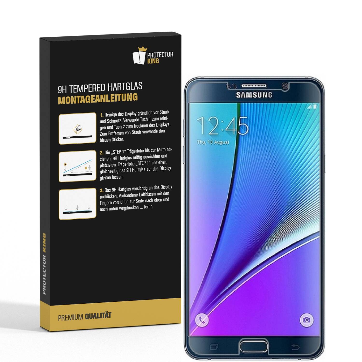 2x 9H Hartglasfolie für Samsung Galaxy Note 5 Panzerfolie Displayglas HD KLAR Panzerglas Schutzfolie