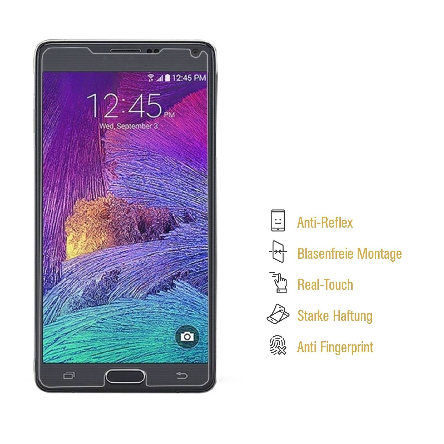 4x Displayschutzfolie für Samsung Galaxy Note 4 ANTI-REFLEX Schutzfolie MATT
