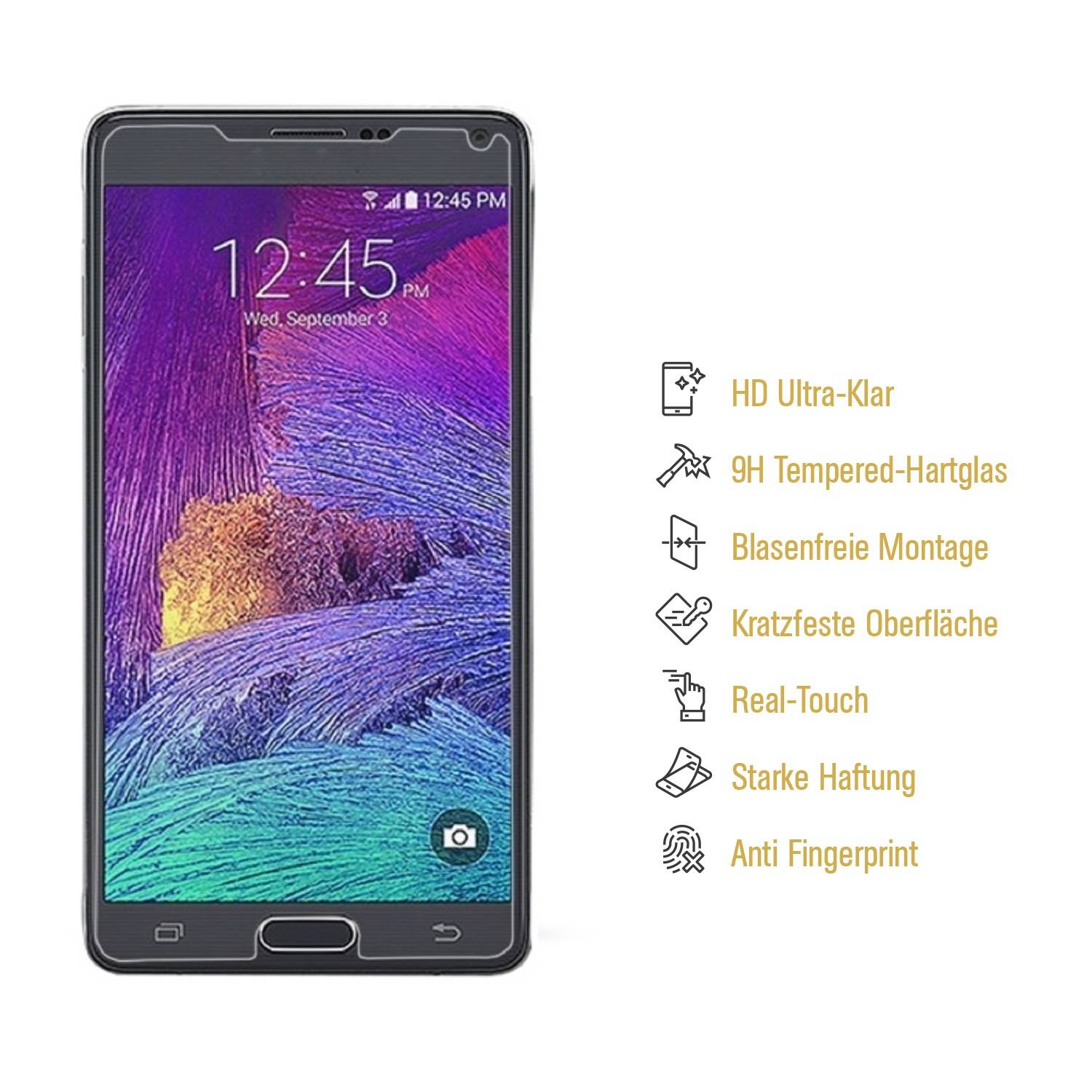 3x 9H Hartglasfolie für Samsung Galaxy Note 4 Panzerfolie Displayglas HD KLAR Panzerglas Schutzfolie