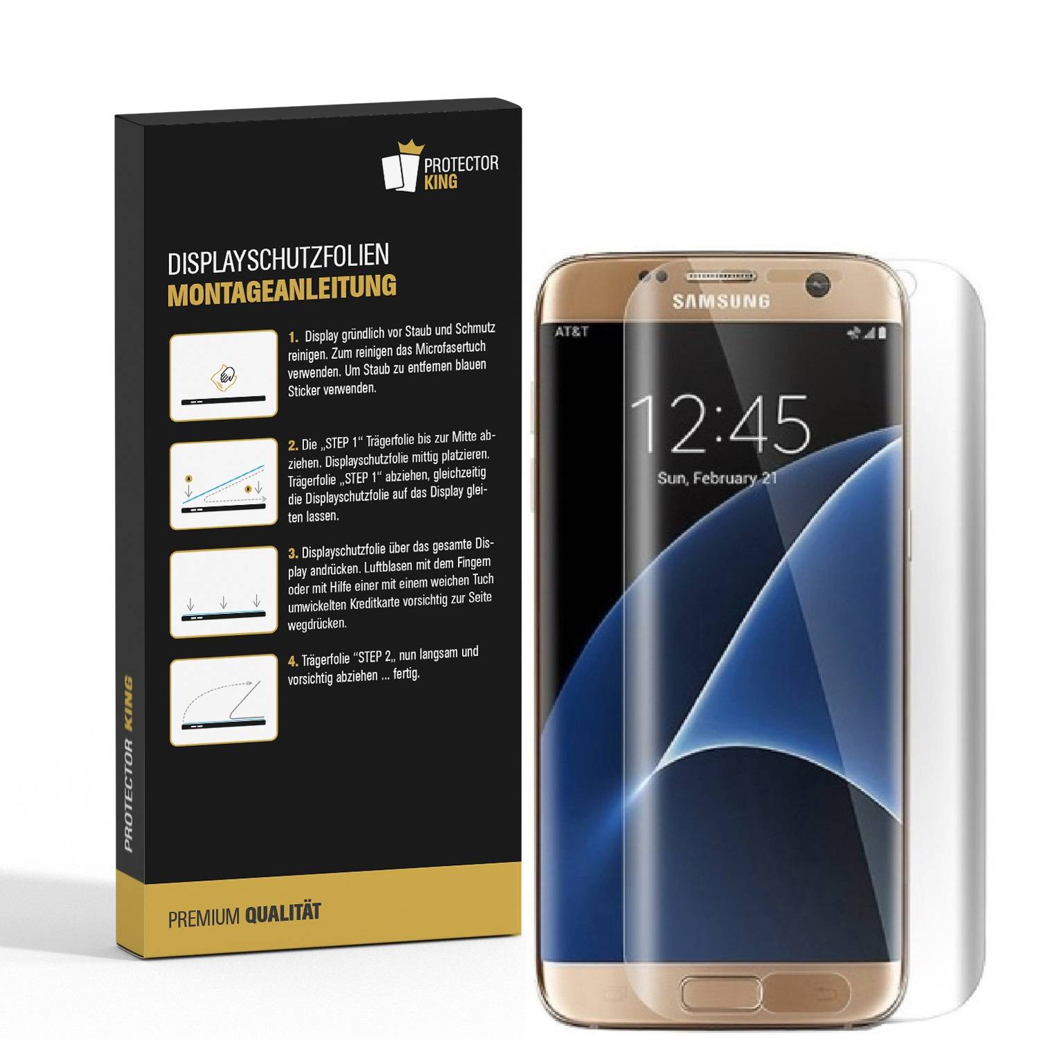3x Displayfolie für Samsung Galaxy S7 Edge FULL COVER Displayschutzfolie HD KLAR