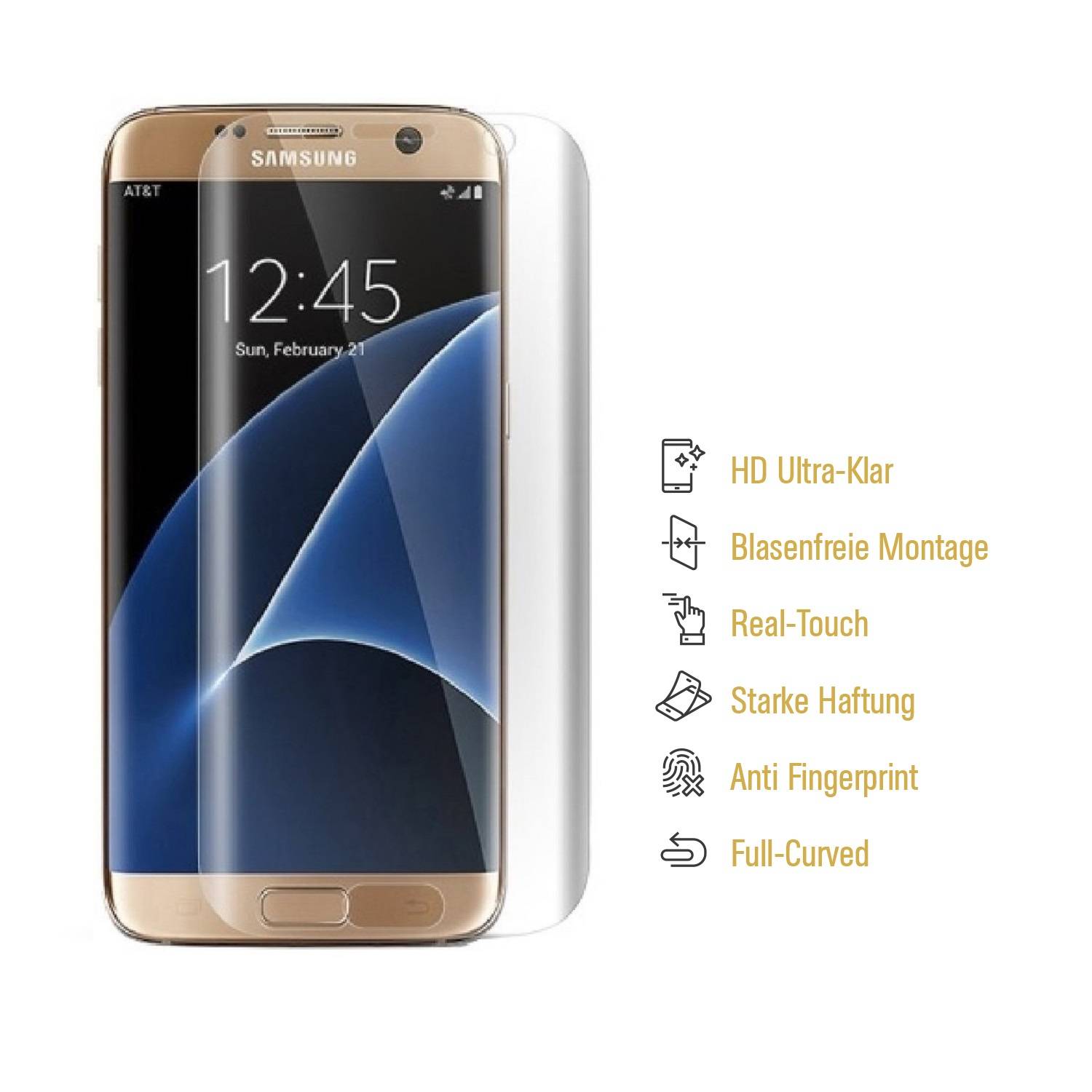 3x Displayfolie für Samsung Galaxy S7 Edge FULL COVER Displayschutzfolie HD KLAR