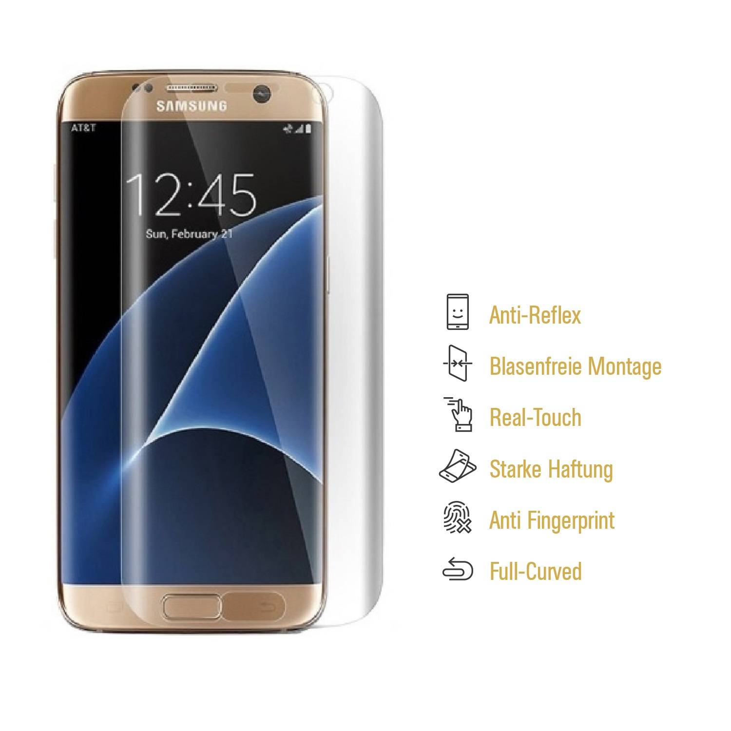 1x Displayfolie für Samsung Galaxy S7 Edge FULL COVER Displayschutzfolie MATT
