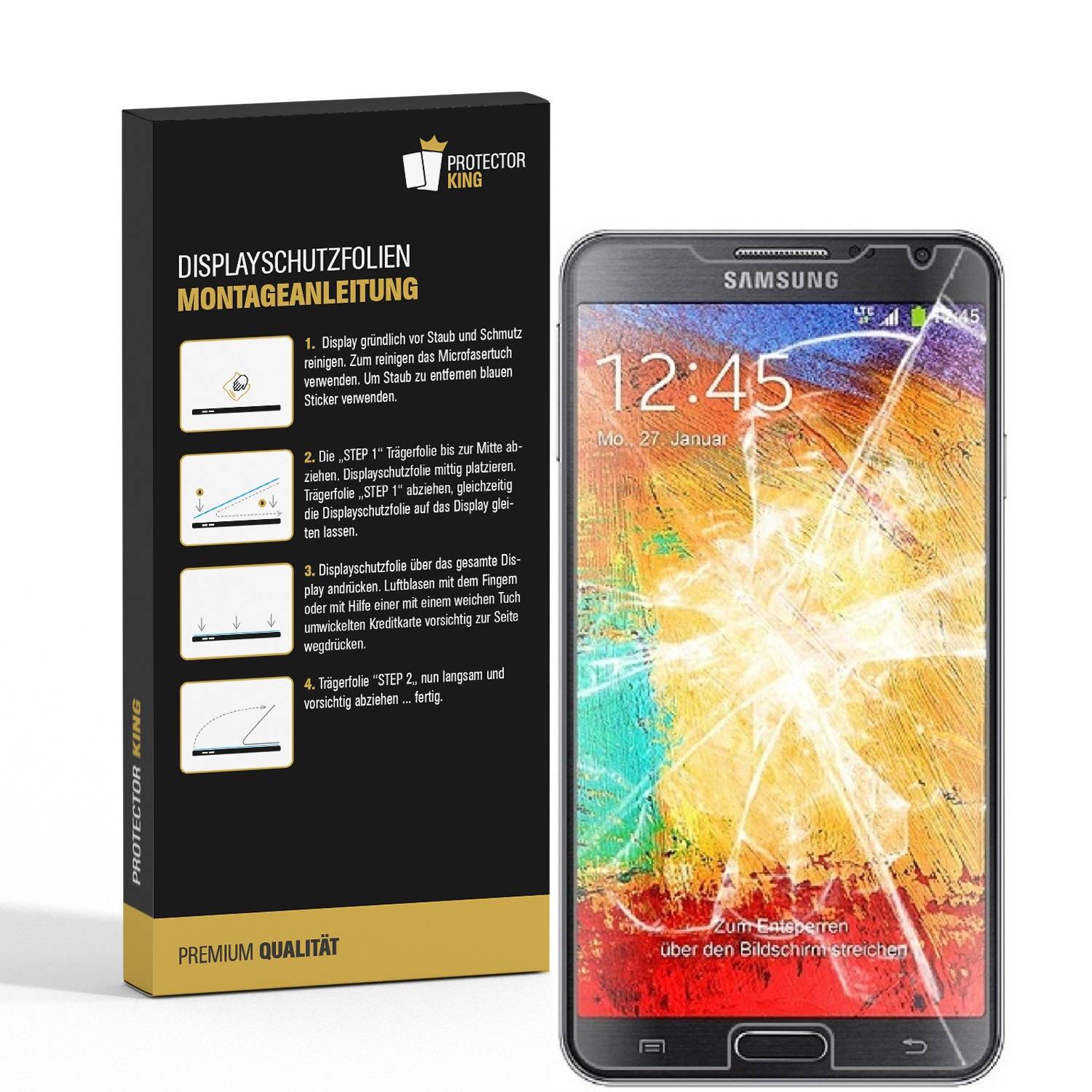 4x 9H Nano-Glass für Samsung Galaxy Note 3 3D KLAR Anti-Shock Anti-Bruch Anti-Stoß Anti-Schmutz Panzernanoglas Displayschutz Schutzfolie Panzerfolie