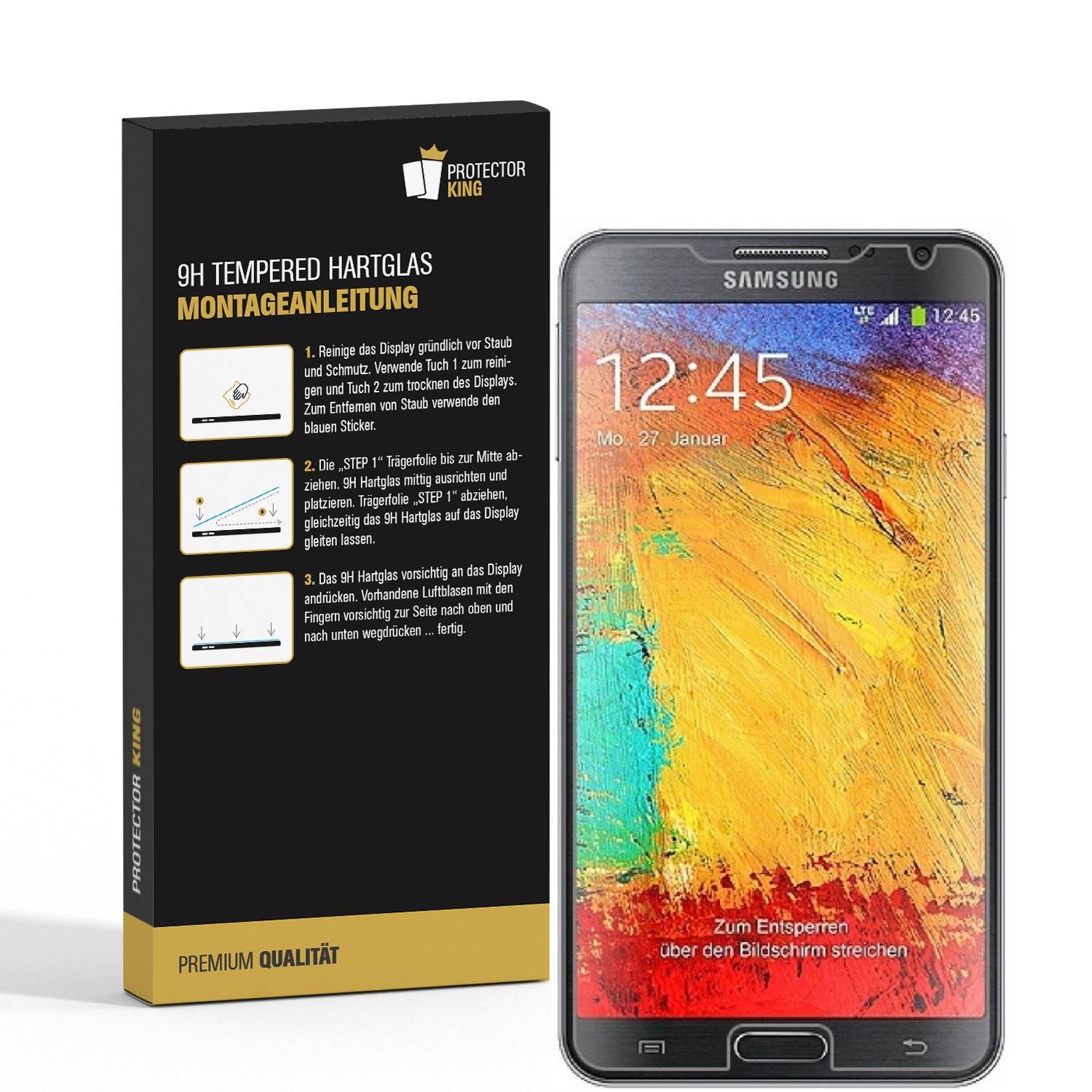 4x 9H Hartglasfolie für Samsung Galaxy Note 3 Panzerfolie Displayglas HD KLAR Panzerglas Schutzfolie