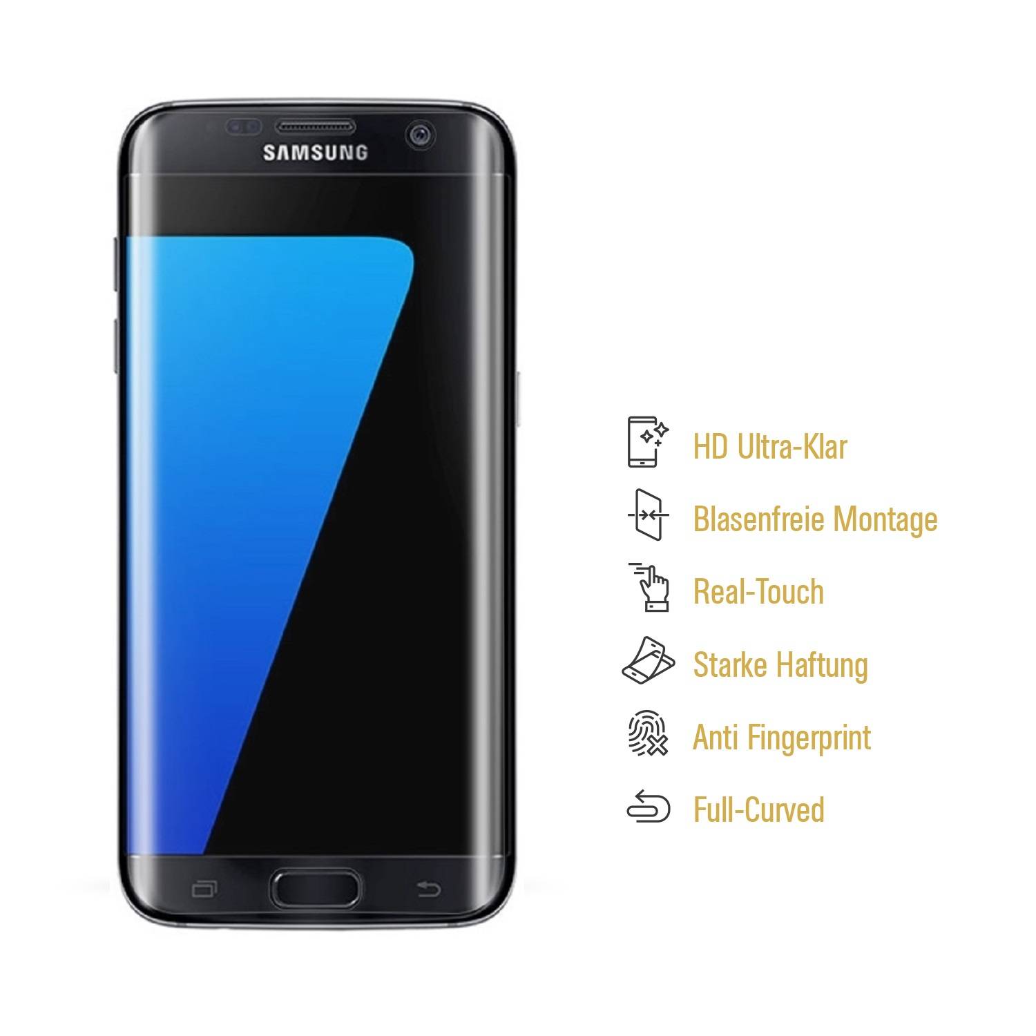 1x Displayfolie für Samsung Galaxy S7 FULL-COVER Displayschutzfolie HD KLAR