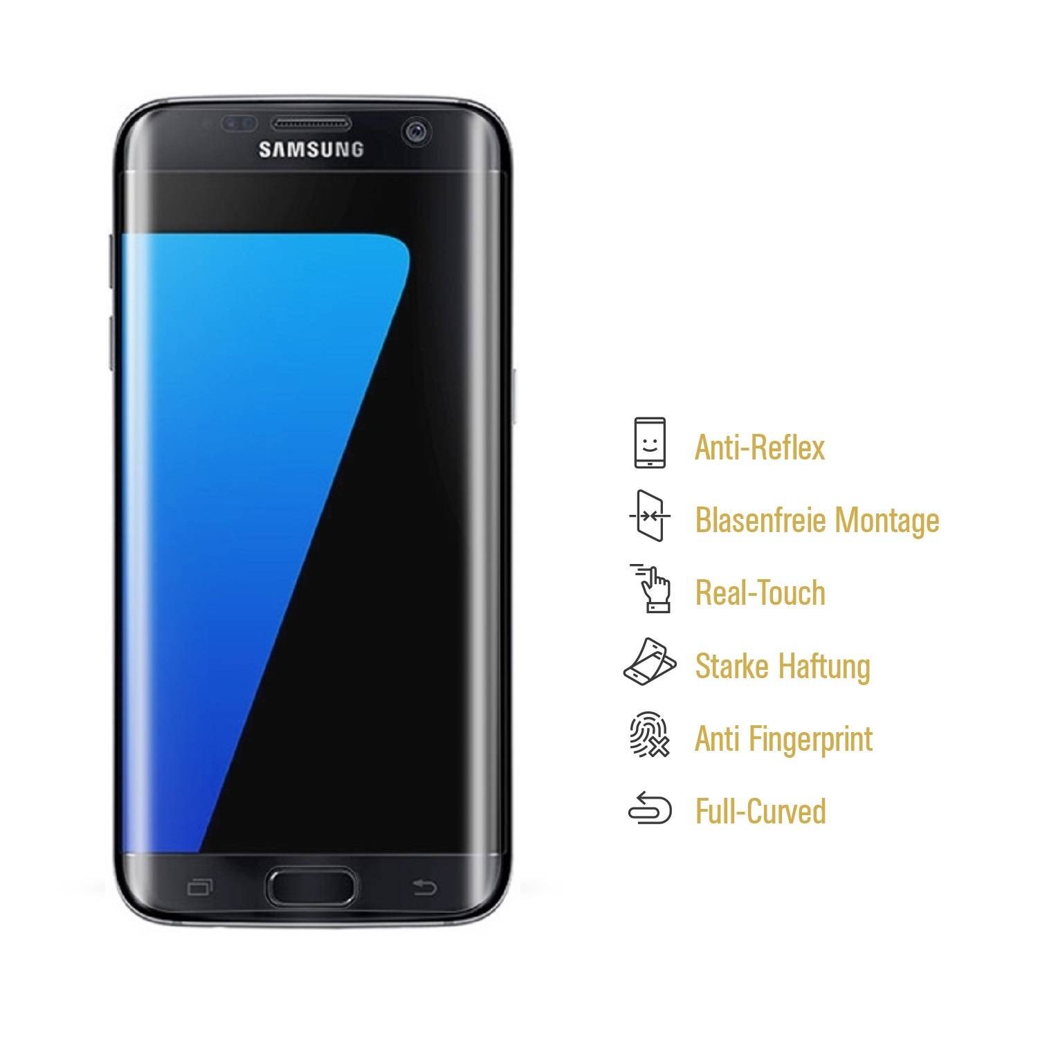 6x Displayfolie für Samsung Galaxy S7 FULL-COVER Displayschutzfolie Display MATT