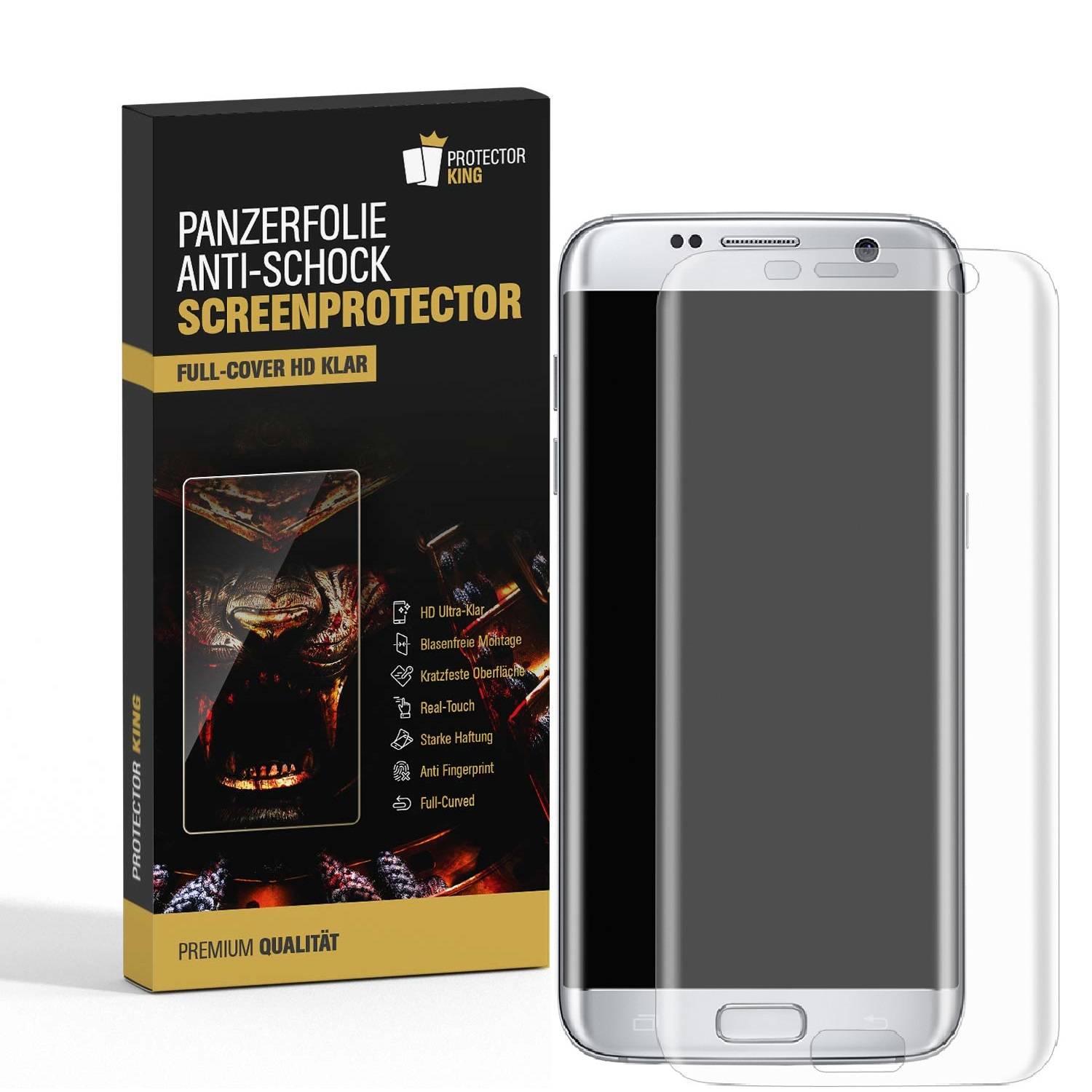 1x Panzerfolie für Samsung Galaxy S7 Edge FULL COVER Displayschutzfolie HD KLAR