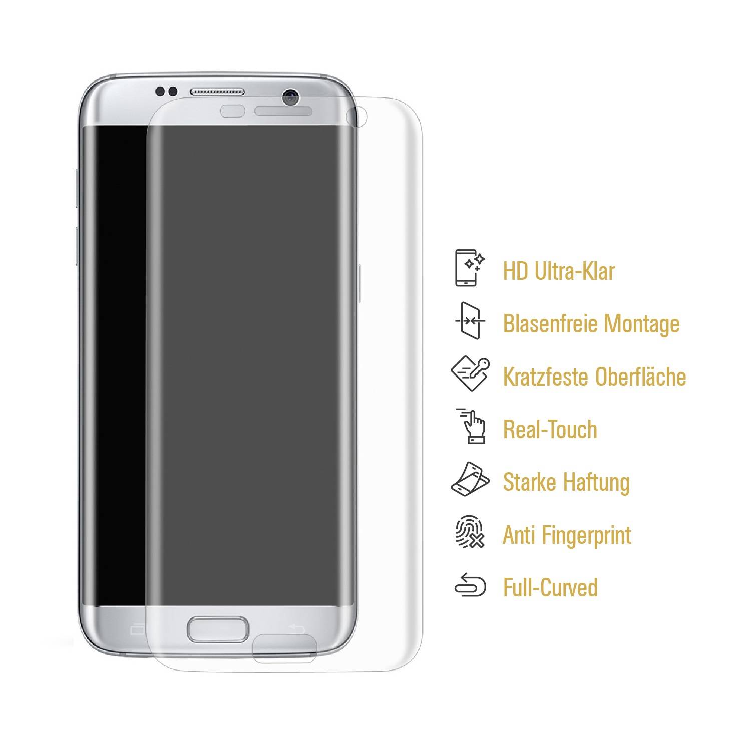 6x Panzerfolie für Samsung Galaxy S7 Edge FULL COVER Displayschutzfolie HD KLAR