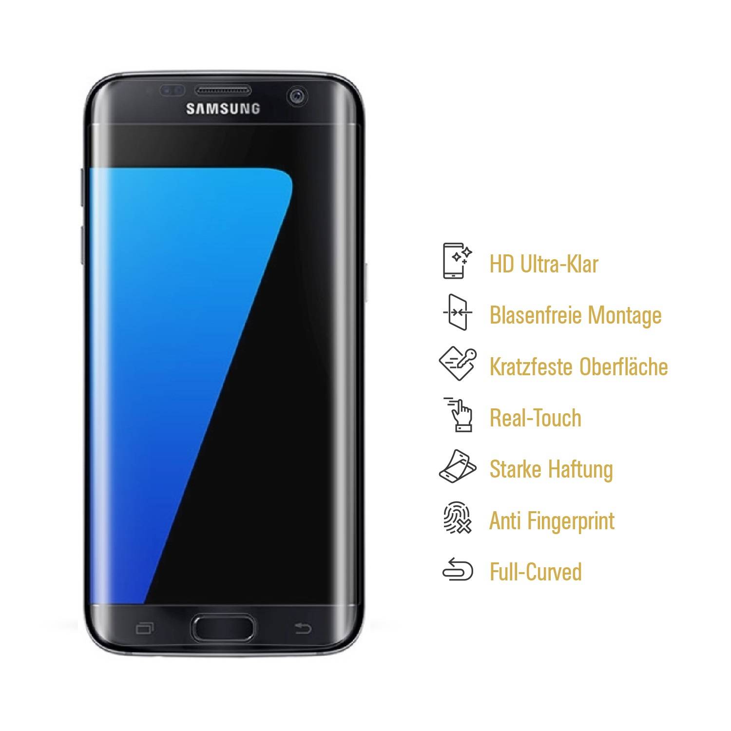 3x Panzerfolie für Samsung Galaxy S7 FULL-COVER Displayschutzfolie Display KLAR