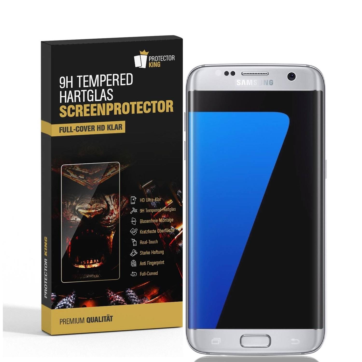 4x 9H Hartglas für Samsung Galaxy S7 Edge FULL CURVED Displayschutz Panzerfolie KLAR Schutzglas Panzerglas Schutzfolie Displayglas Glasfolie Echtes