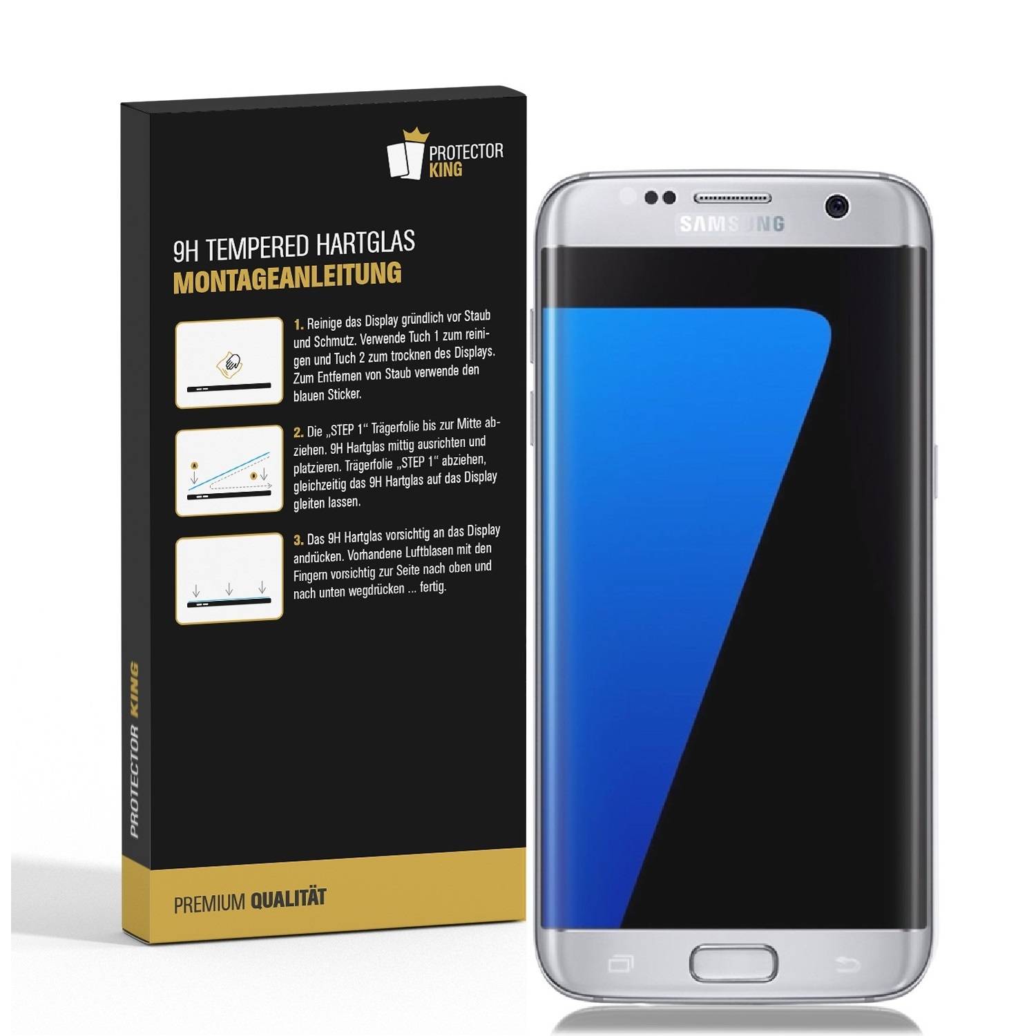 4x 9H Hartglas für Samsung Galaxy S7 Edge FULL CURVED Displayschutz Panzerfolie KLAR Schutzglas Panzerglas Schutzfolie Displayglas Glasfolie Echtes