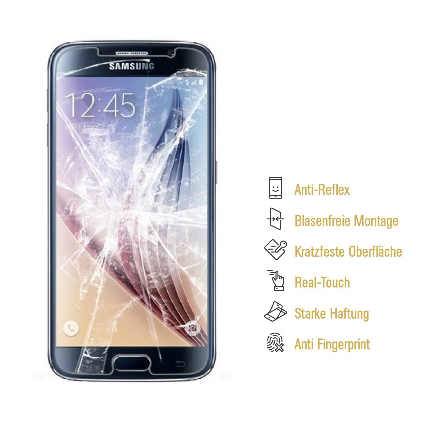 6x Panzerfolie für Samsung Galaxy S6 ANTI-SCHOCK Displayschutzfolie MATT