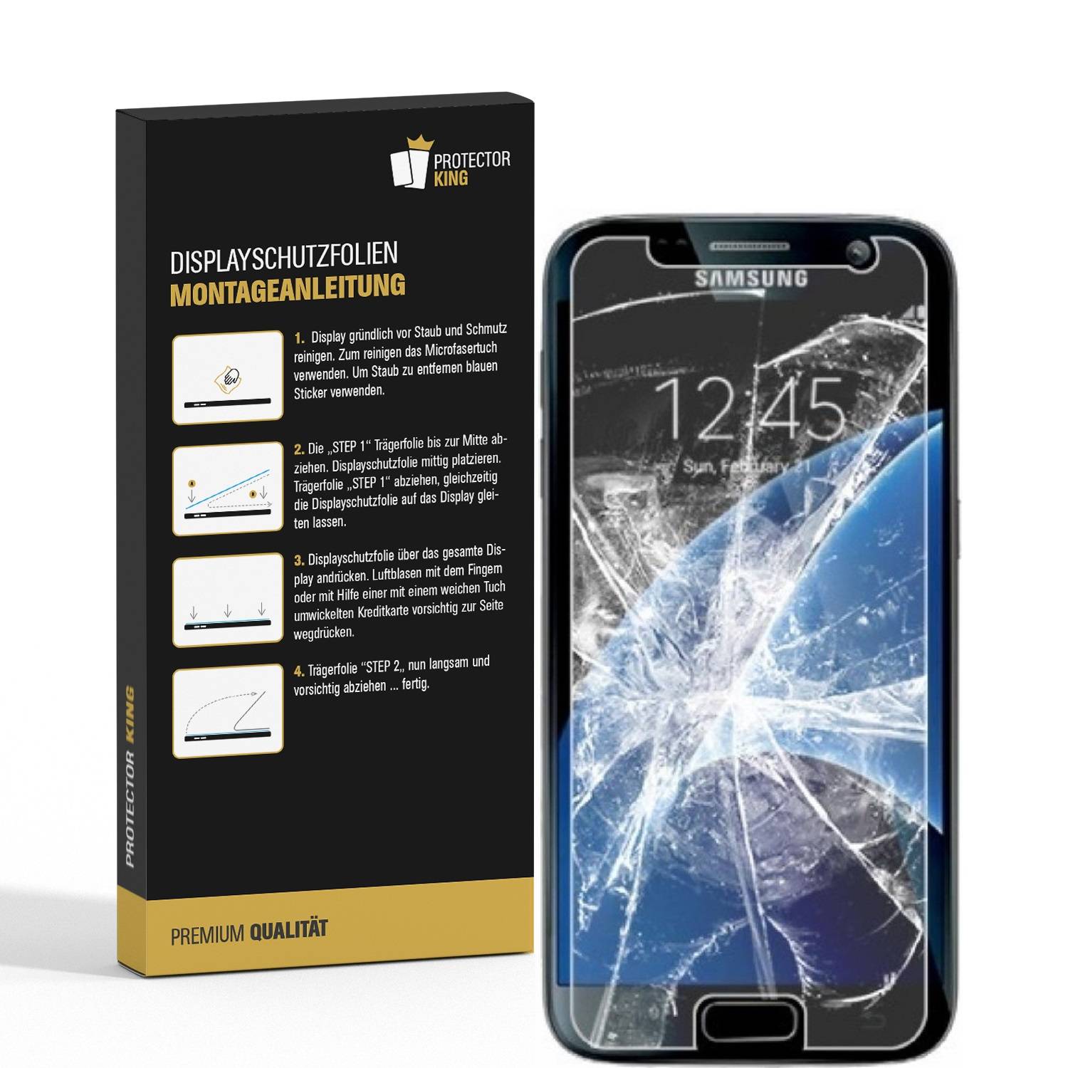 4x Panzerfolie für Samsung Galaxy S7 ANTI-SCHOCK Displayschutzfolie Display MATT