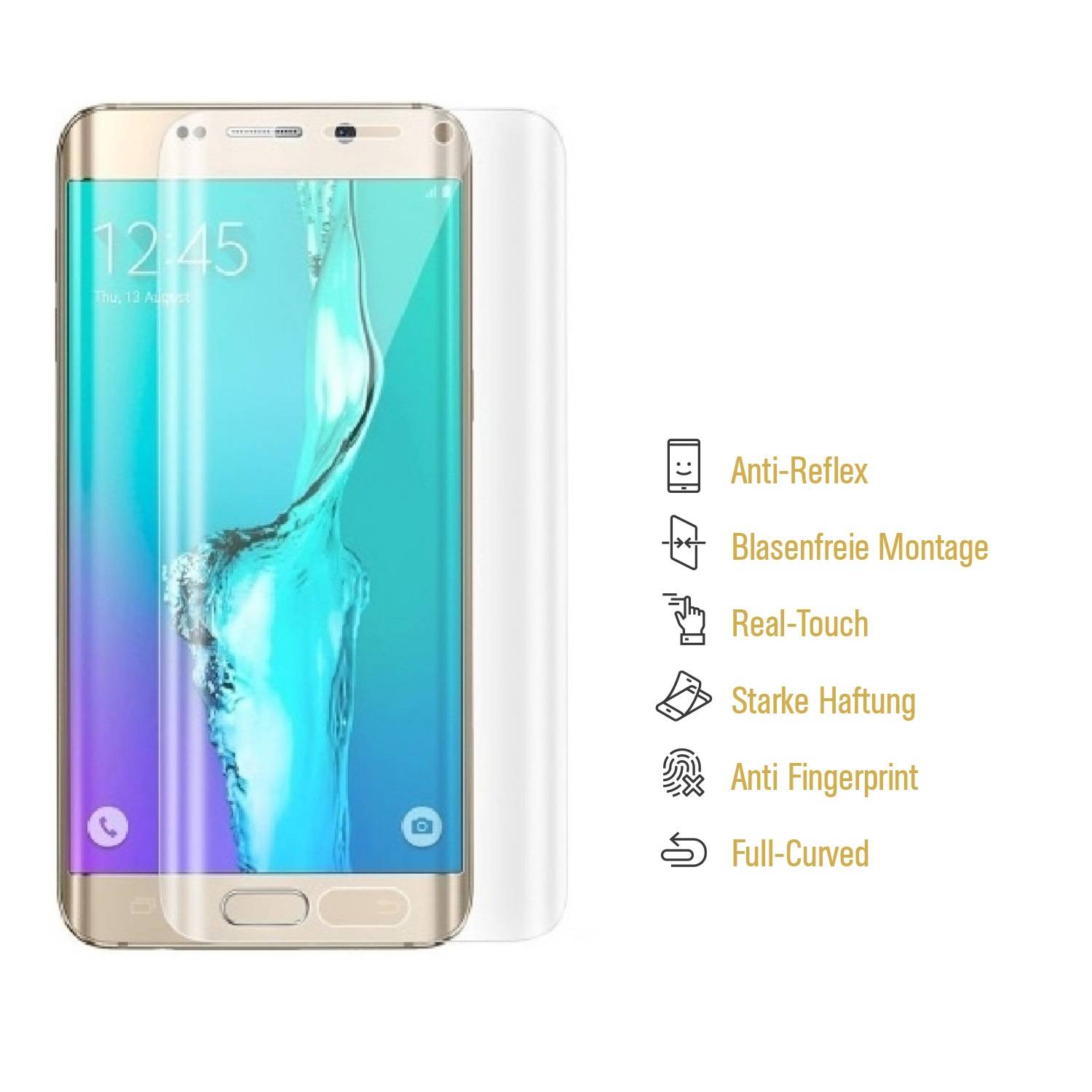 6x Displayfolie für Samsung Galaxy S6 Edge Plus FULL-COVER Displayschutzfolie MATT
