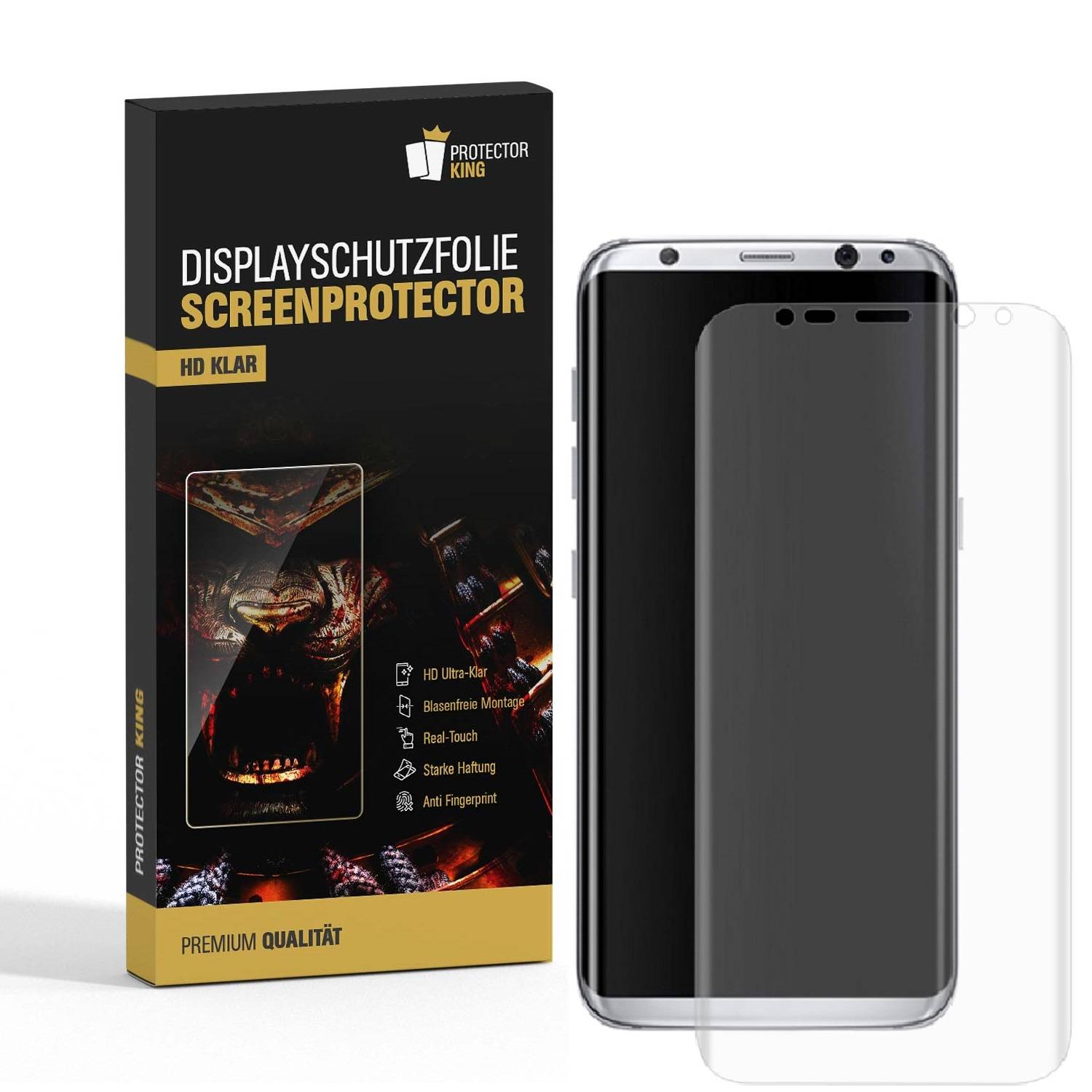 3x Displayschutzfolie für Samsung Galaxy S8 FULL COVER Displayfolie HD KLAR