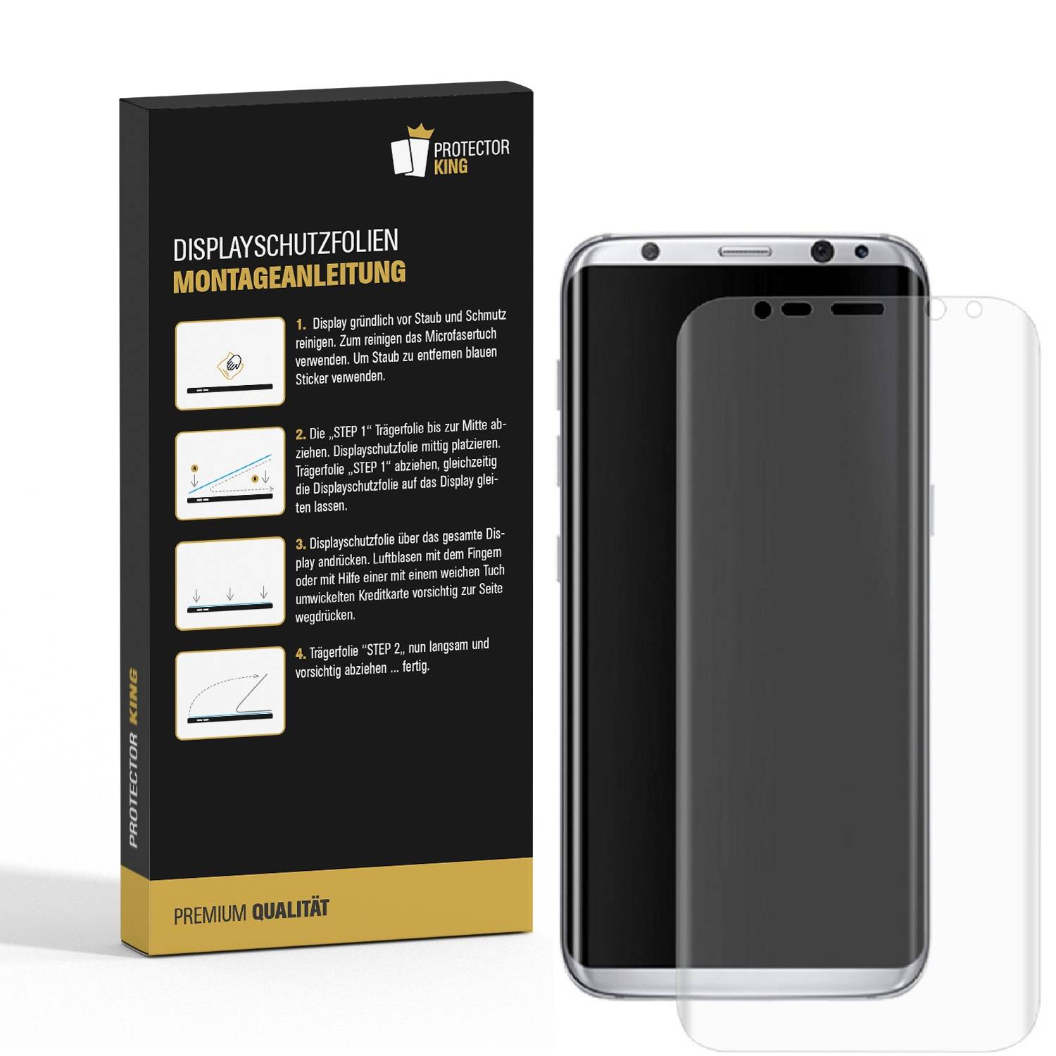3x Displayschutzfolie für Samsung Galaxy S8 FULL COVER Displayfolie HD KLAR