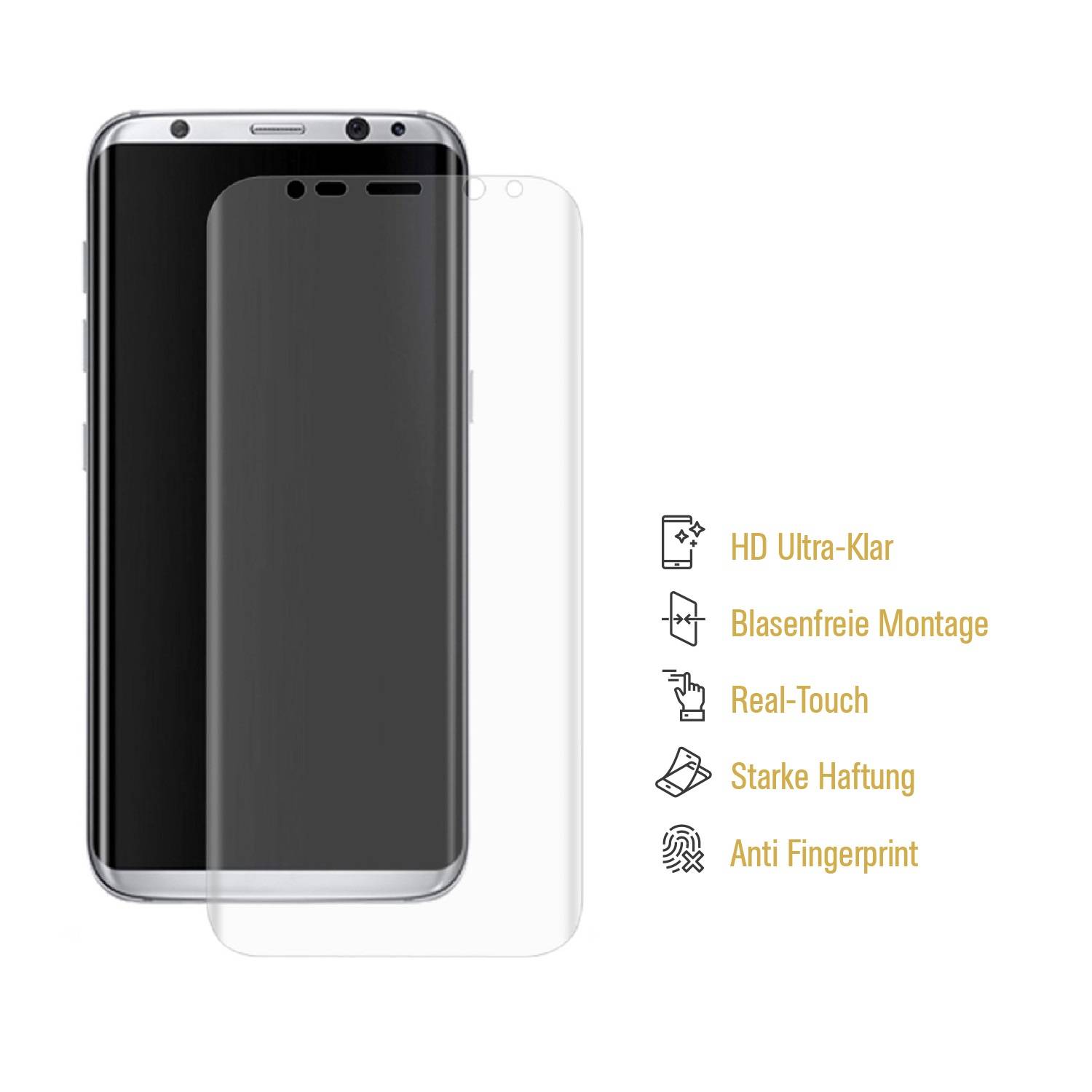 3x Displayschutzfolie für Samsung Galaxy S8 FULL COVER Displayfolie HD KLAR
