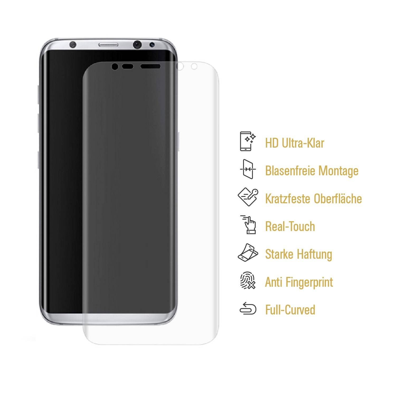 6x Panzerfolie für Samsung Galaxy S8 FULL COVER Displayschutz Schutzfolie KLAR ANTI-SHOCK/ANTI-KRATZ