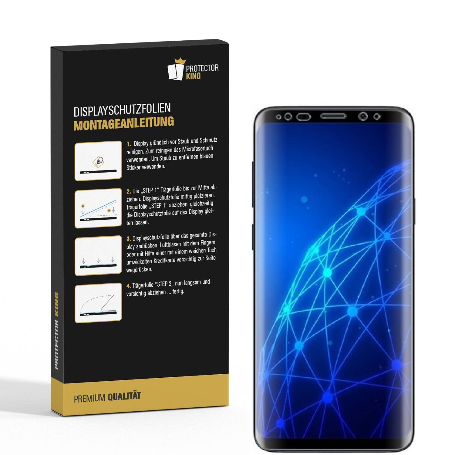 3x Displayschutzfolie für Samsung Galaxy S8 Plus Schutzfolie FULL COVER HD KLAR