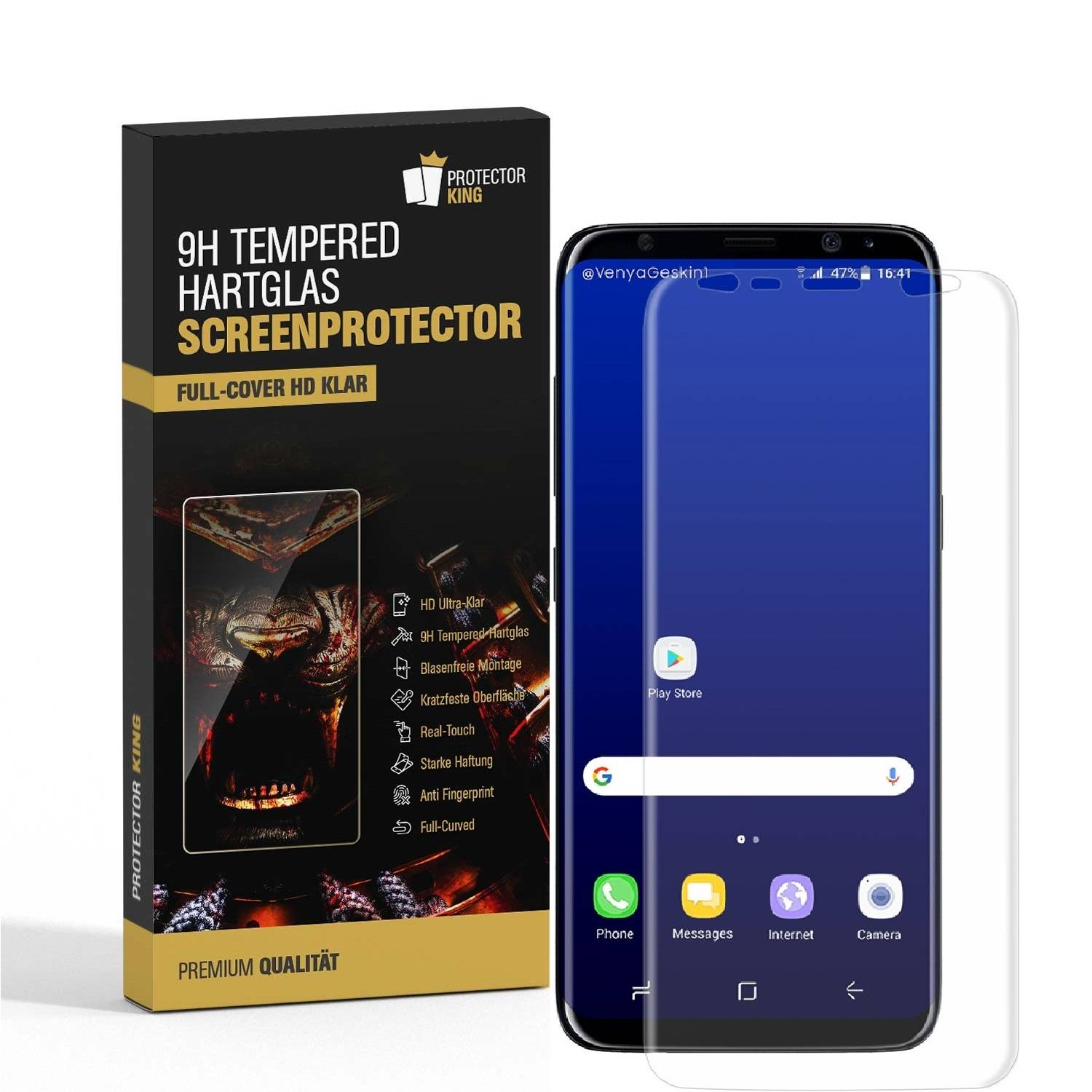 3x 9H Hartglas für Samsung Galaxy S8 Plus FULL CURVED Schutzglas Schutzfolie KLAR Panzerglas Panzerfolie Displayglas Tempered Glasfolie
