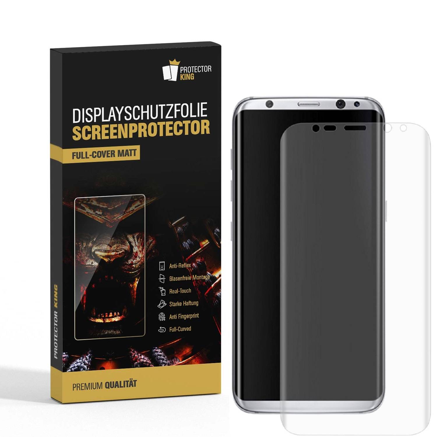 4x Displayschutzfolie für Samsung Galaxy S8 FULL COVER Displayfolie MATT