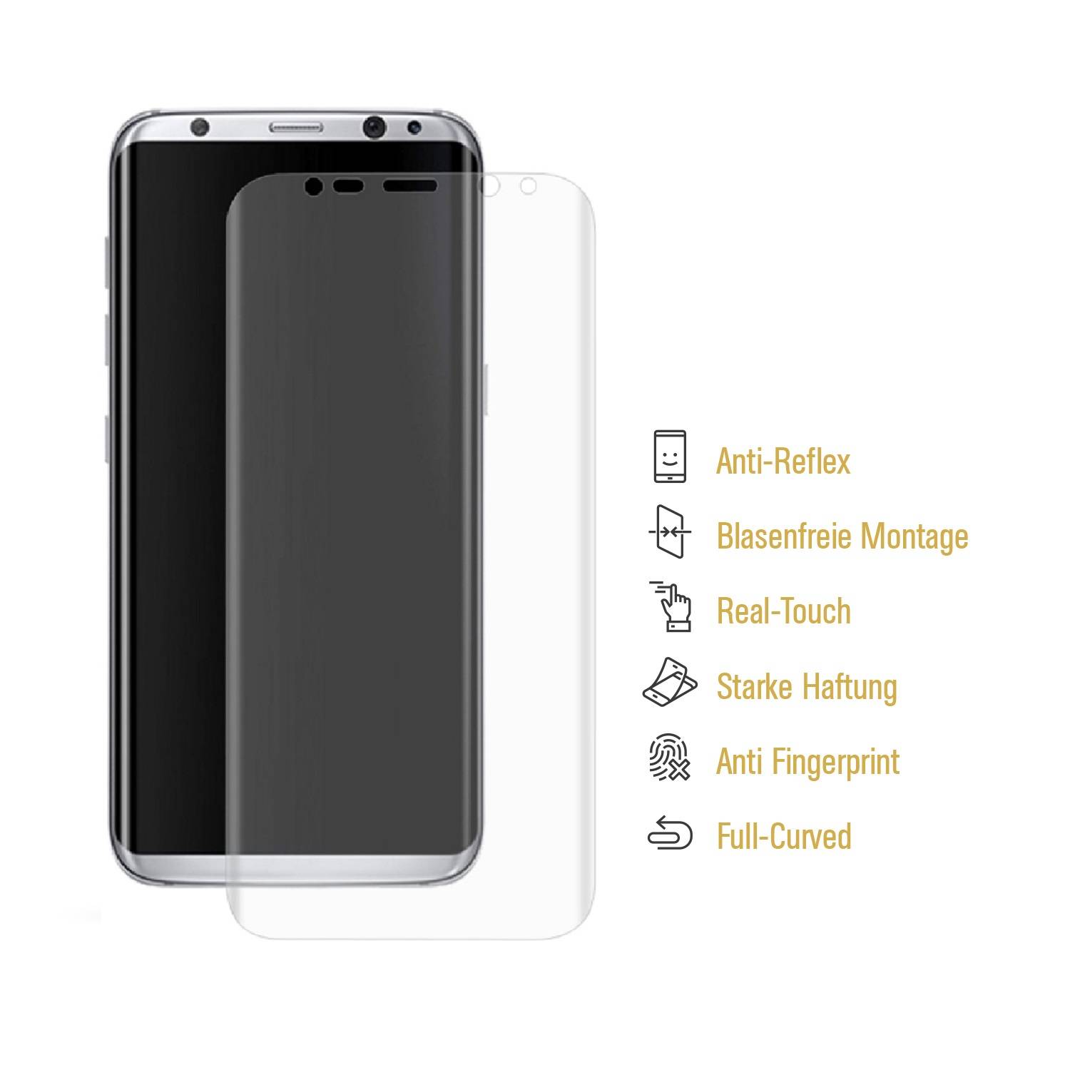 3x Displayschutzfolie für Samsung Galaxy S8 FULL COVER Displayfolie MATT