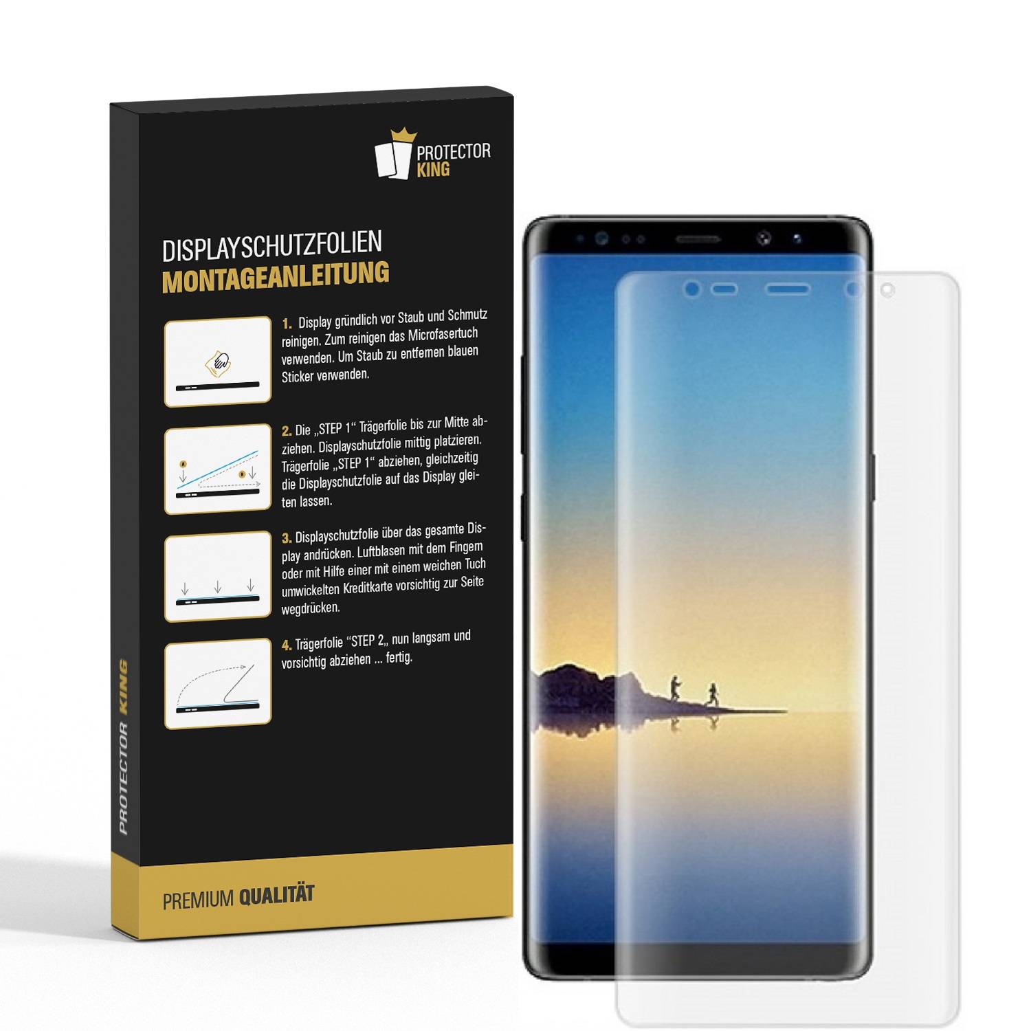 2x Displayfolie für Samsung Galaxy Note 8 FULL COVER Displaychutzfolie HD KLAR
