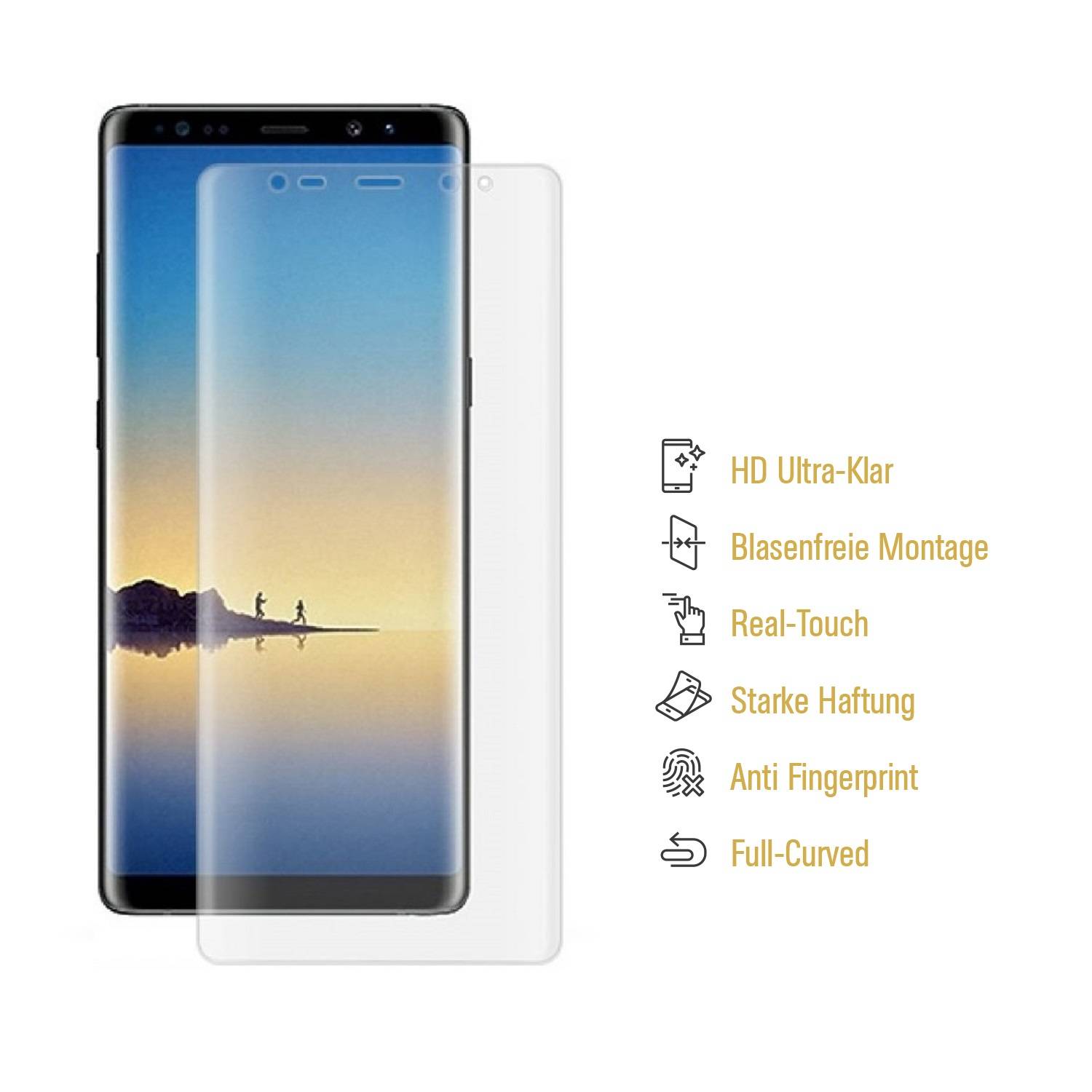 1x Displayfolie für Samsung Galaxy Note 8 FULL COVER Displaychutzfolie HD KLAR