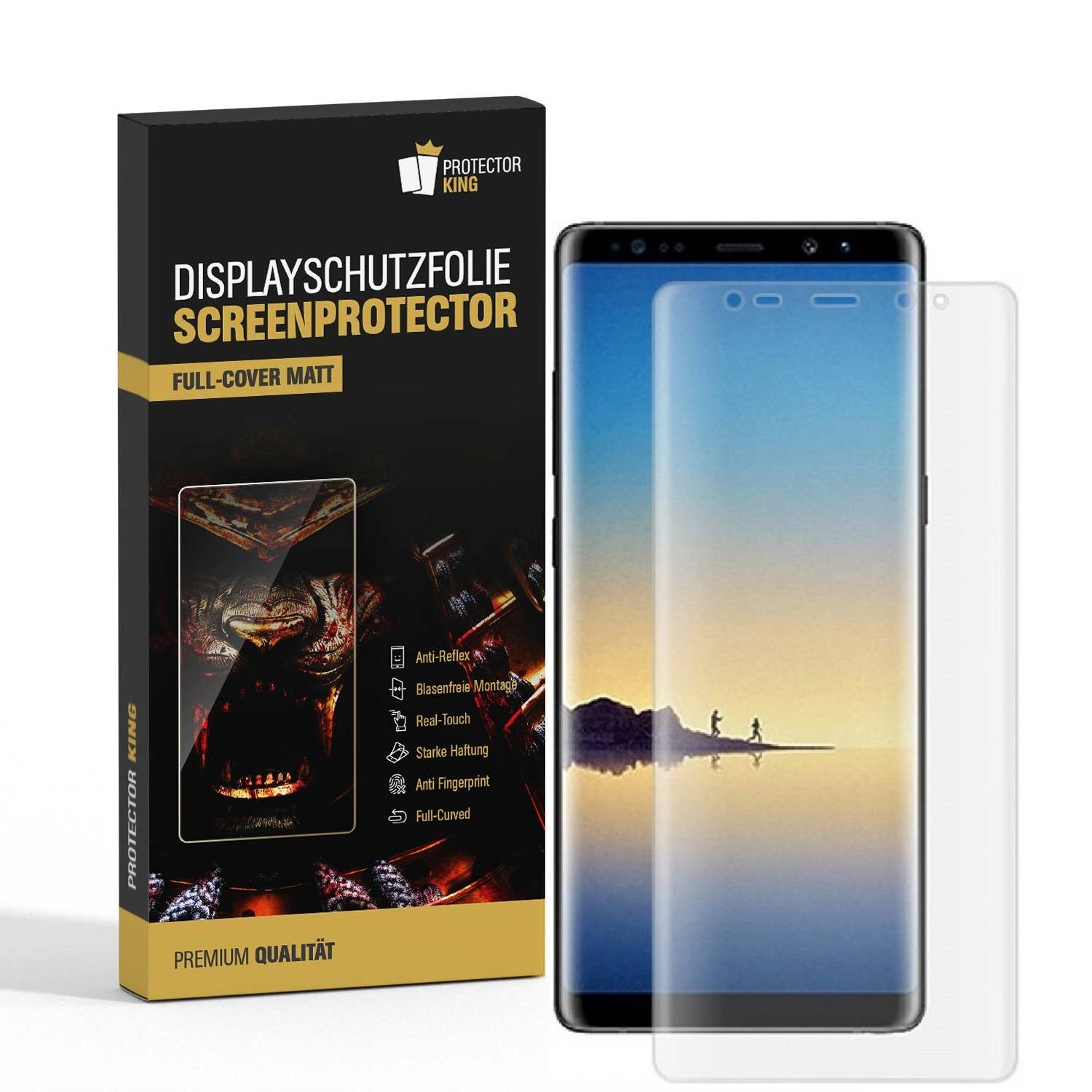 2x Displayfolie für Samsung Galaxy Note 8 FULL COVER Displaychutzfolie MATT
