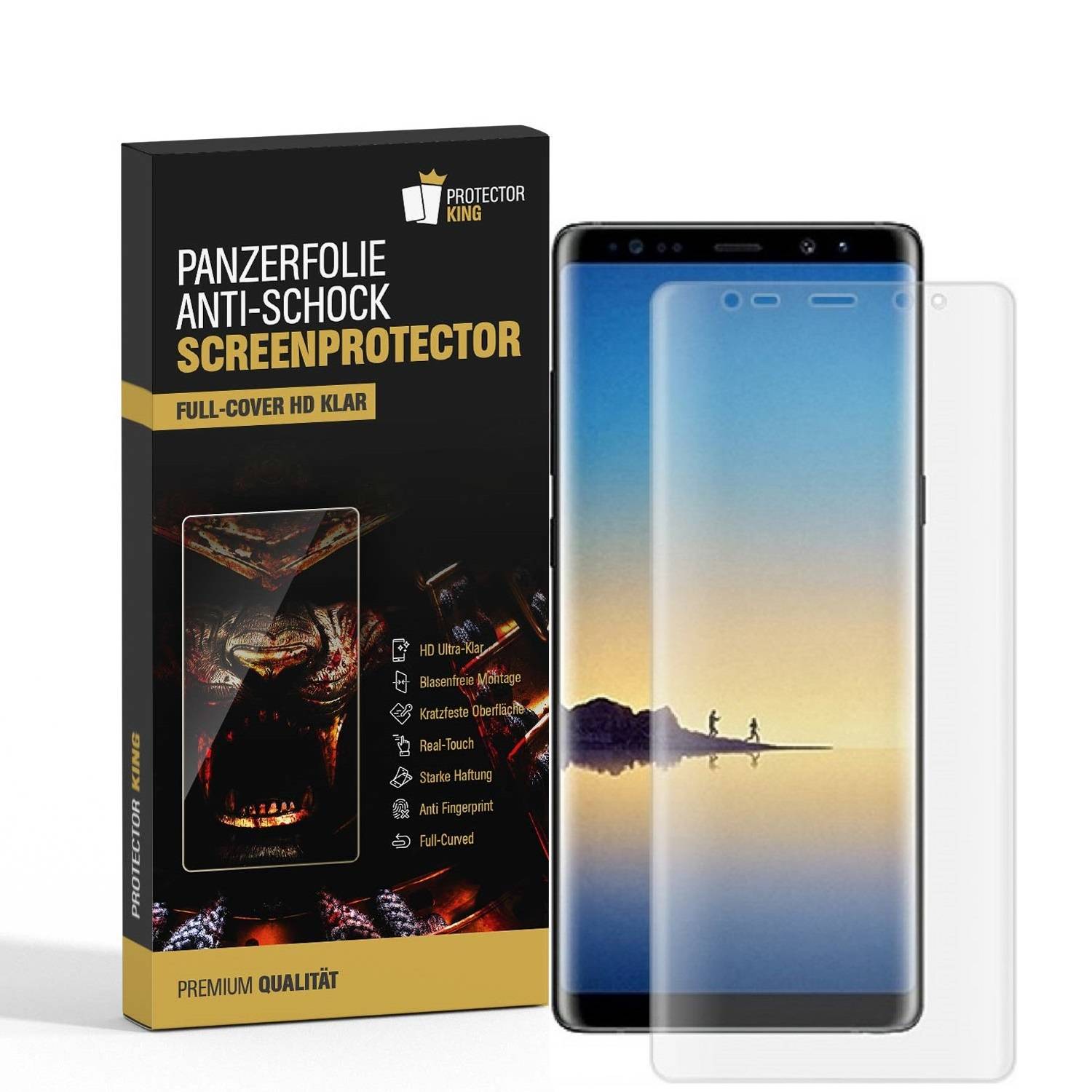 4x 9H Nano-Glass für Samsung Galaxy Note 8 FULL COVER 3D KLAR Anti-Shock Anti-Bruch Anti-Stoß Anti-Schmutz Panzernanoglas Displayschutz Schutzfolie