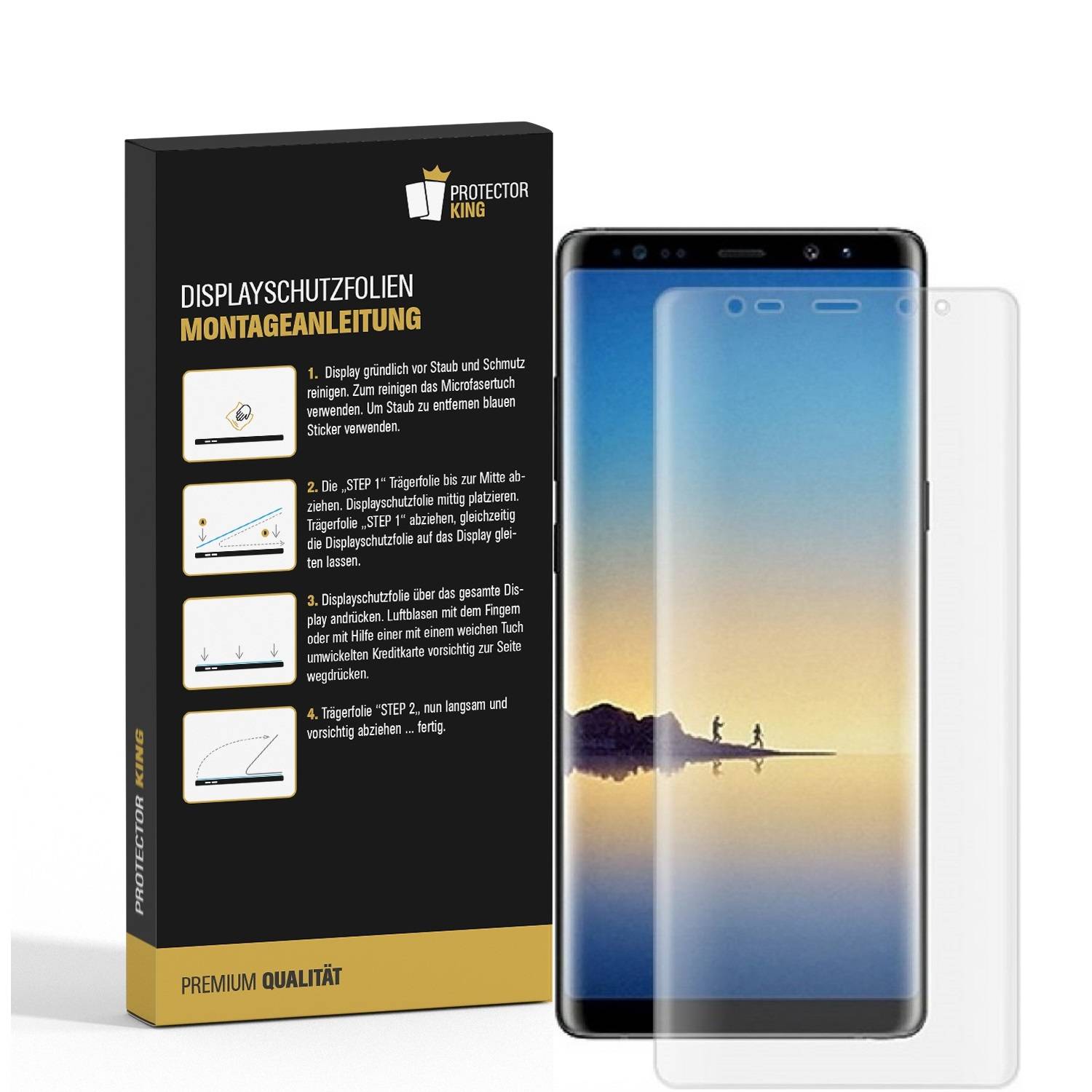 1x 9H Nano-Glass für Samsung Galaxy Note 8 FULL COVER 3D KLAR Anti-Shock Anti-Bruch Anti-Stoß Anti-Schmutz Panzernanoglas Displayschutz Schutzfolie