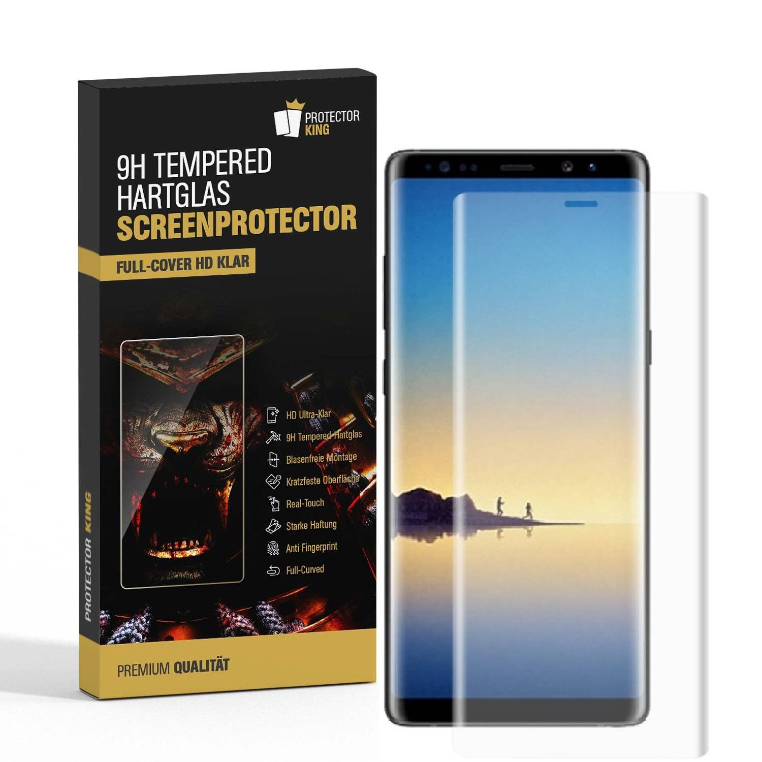 2x 9H Hartglas für Samsung Galaxy Note 8 FULL CURVED Schutzglas Schutzfolie Displayschutz Panzerfolie KLAR Panzerglas Tempered echtes Displayglas