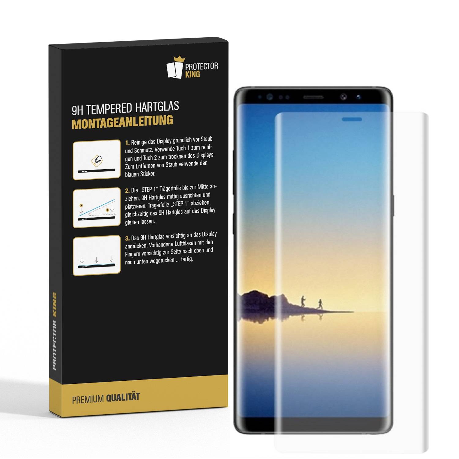 2x 9H Hartglas für Samsung Galaxy Note 8 FULL CURVED Schutzglas Schutzfolie Displayschutz Panzerfolie KLAR Panzerglas Tempered echtes Displayglas
