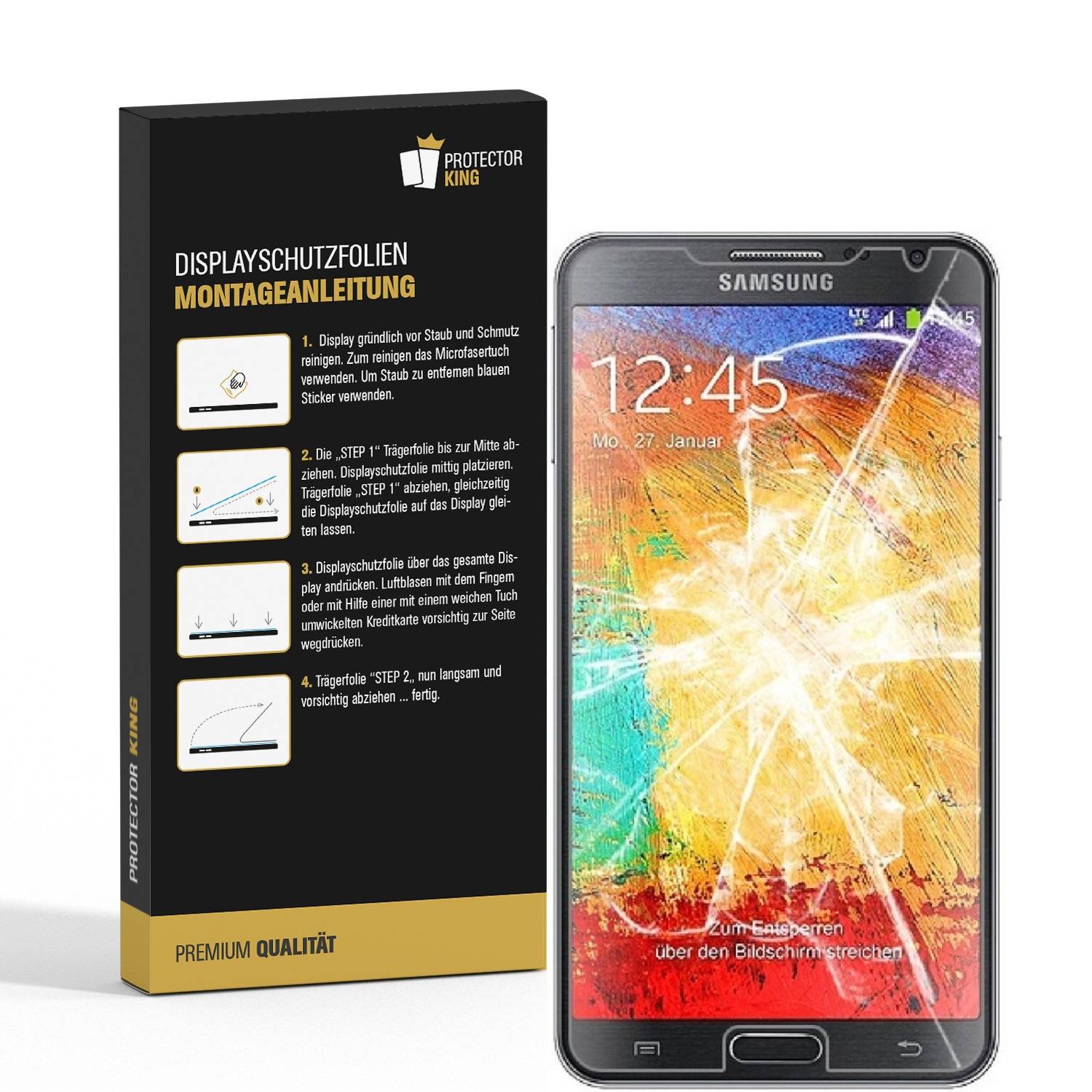 4x Panzerfolie für Samsung Galaxy Note 3 ANTI-SCHOCK Displayschutzfolie MATT
