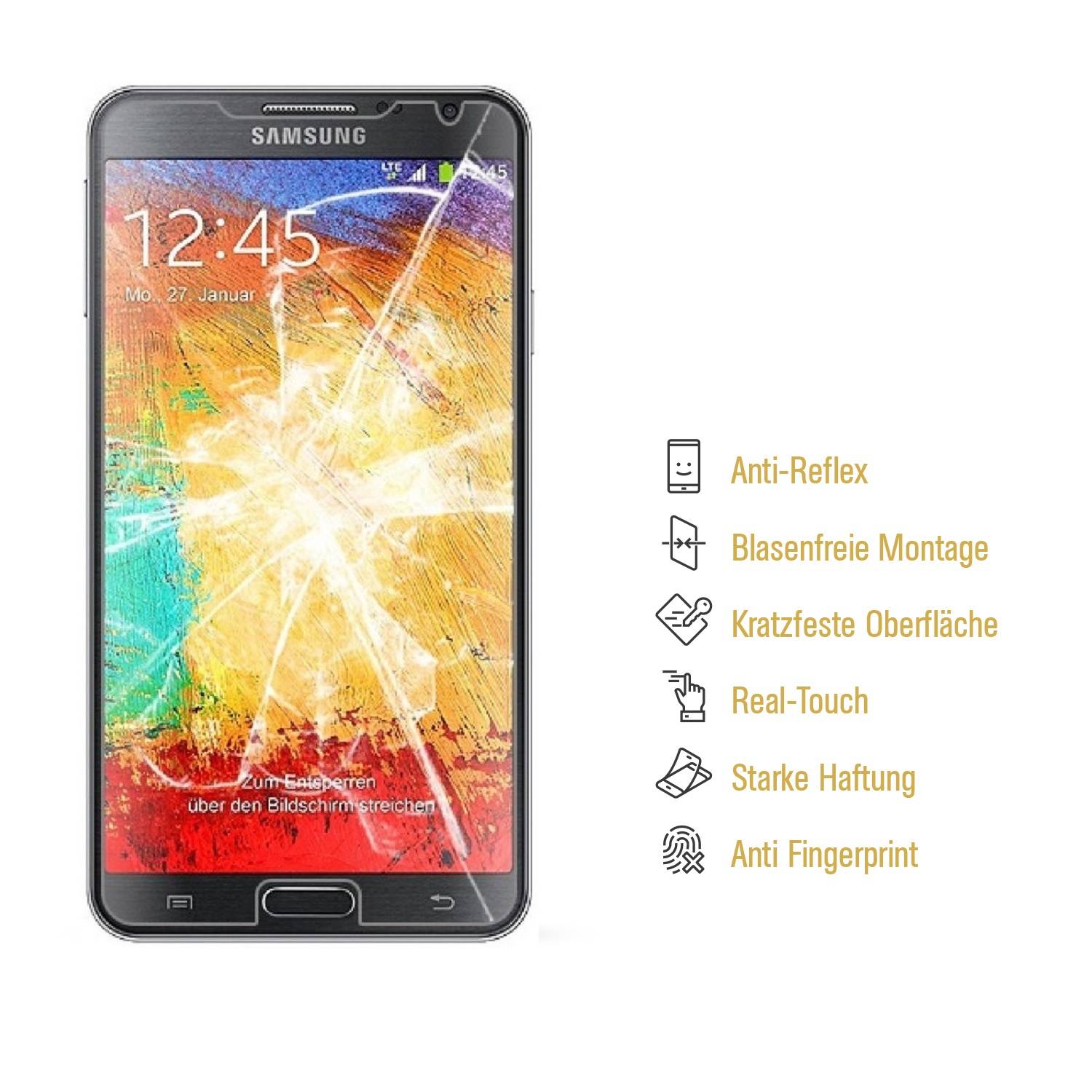 4x Panzerfolie für Samsung Galaxy Note 3 ANTI-SCHOCK Displayschutzfolie MATT