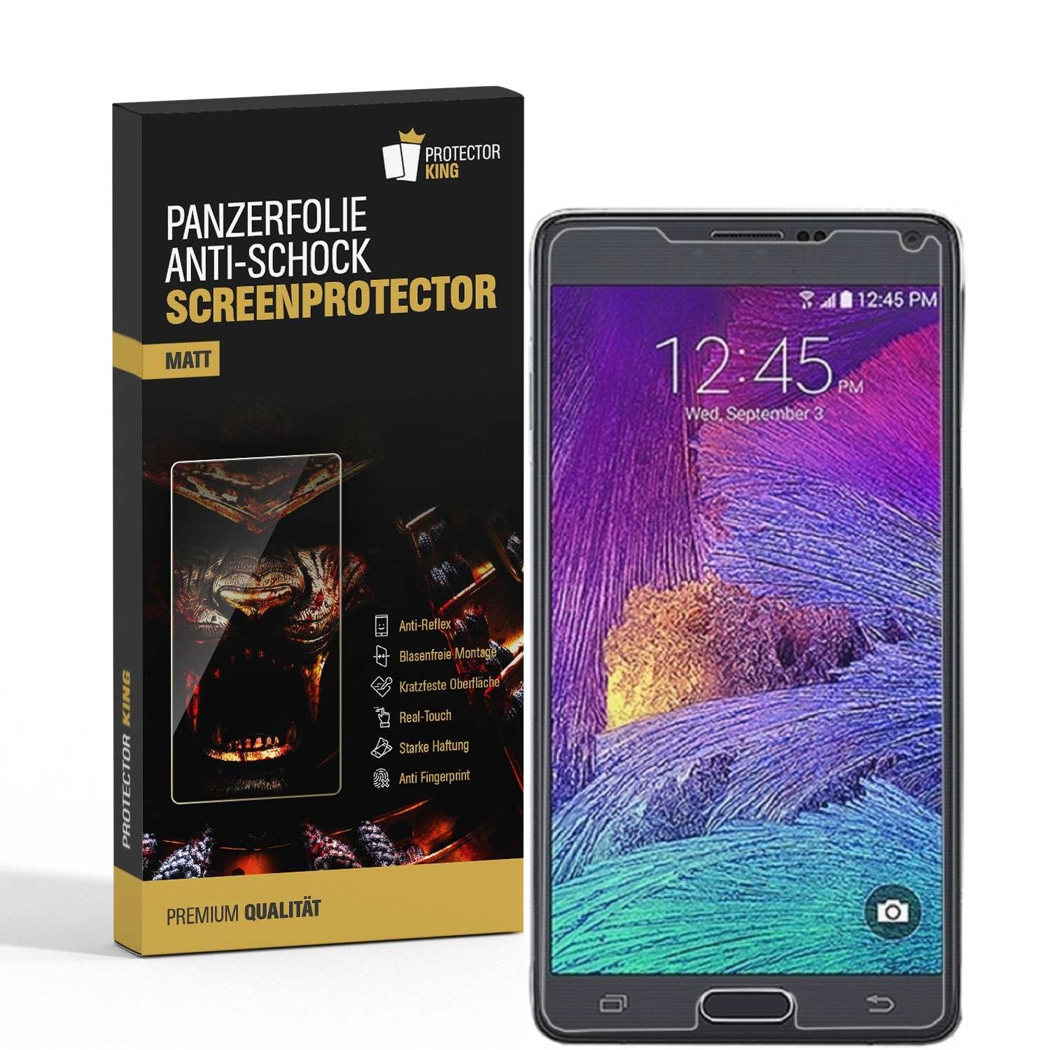 2x Panzerfolie für Samsung Galaxy Note 4 ANTI-SCHOCK Displayschutzfolie MATT