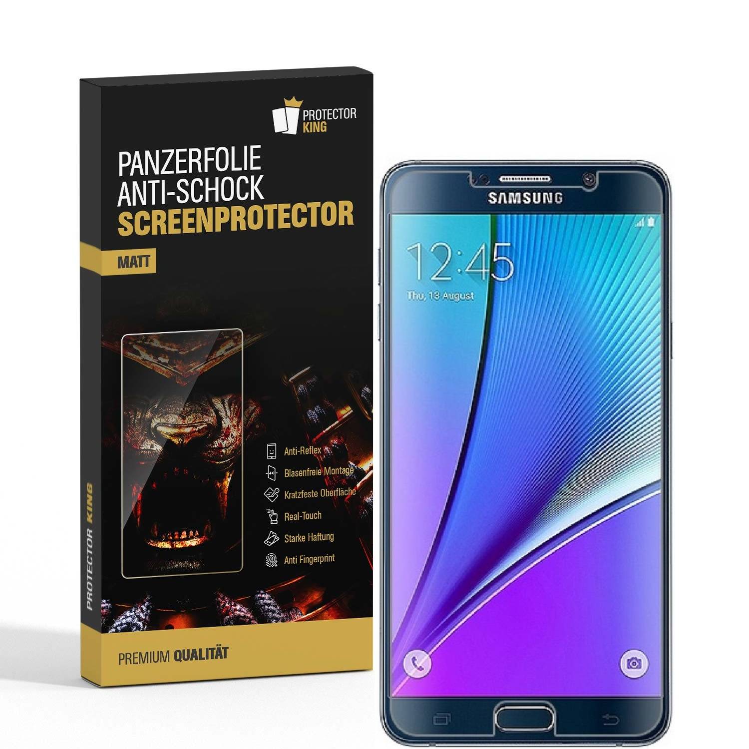 2x Panzerfolie für Samsung Galaxy Note 5 ANTI-SCHOCK Displayschutzfolie MATT