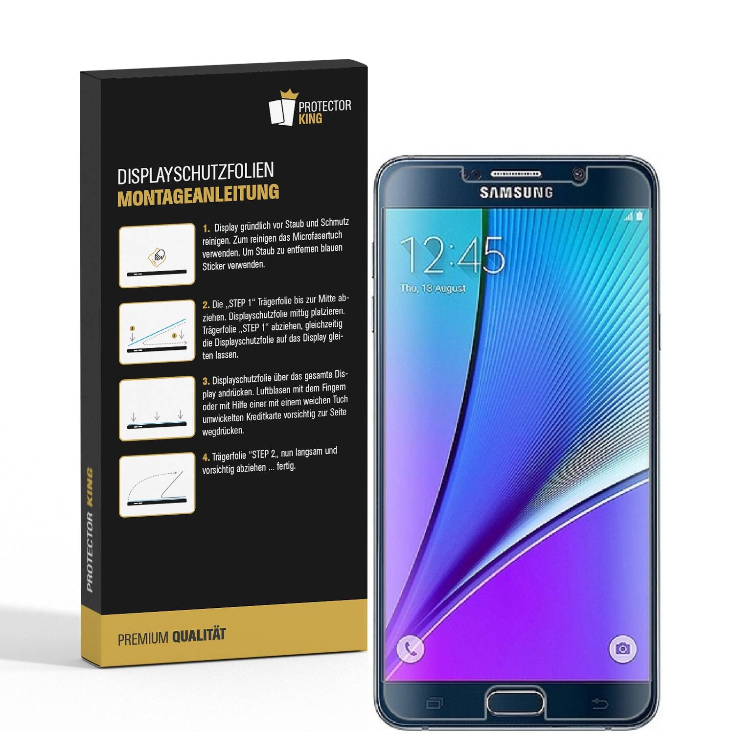 4x Panzerfolie für Samsung Galaxy Note 5 ANTI-SCHOCK Displayschutzfolie MATT