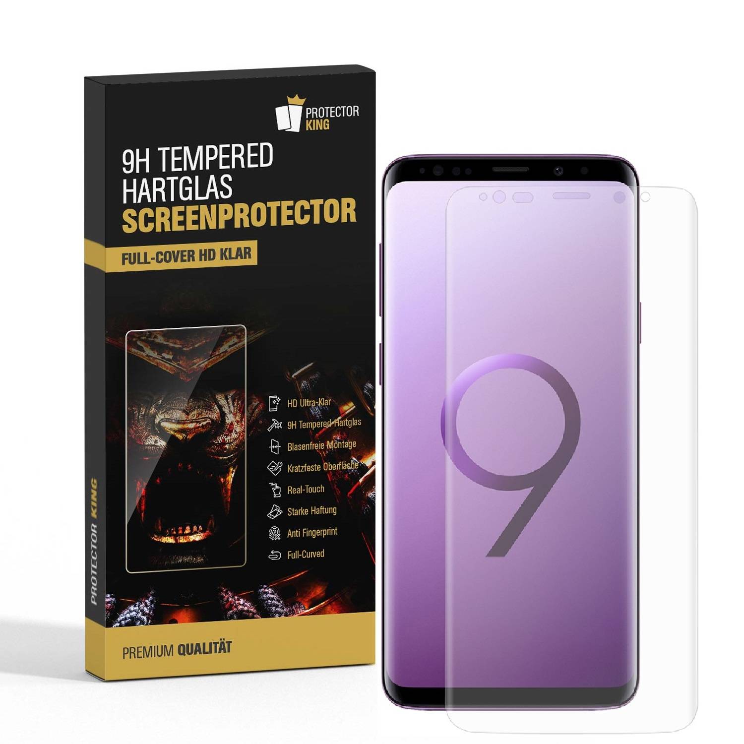 1x 9H Hartglas für Samsung Galaxy S9 FULL CURVED Displayschutz Panzerfolie KLAR Schutzglas Panzerglas Schutzfolie Displayglas Glasfolie