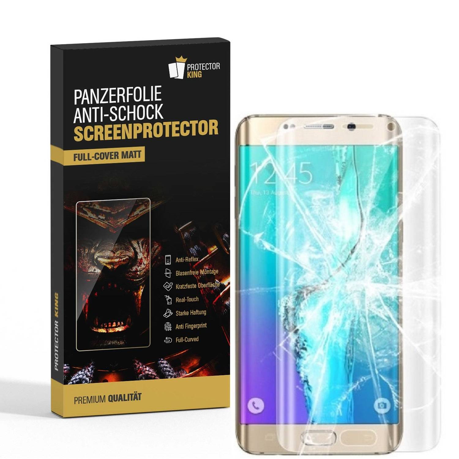 2x Panzerfolie für Samsung Galaxy S6 Edge FULL COVER Displayschutzfolie MATT