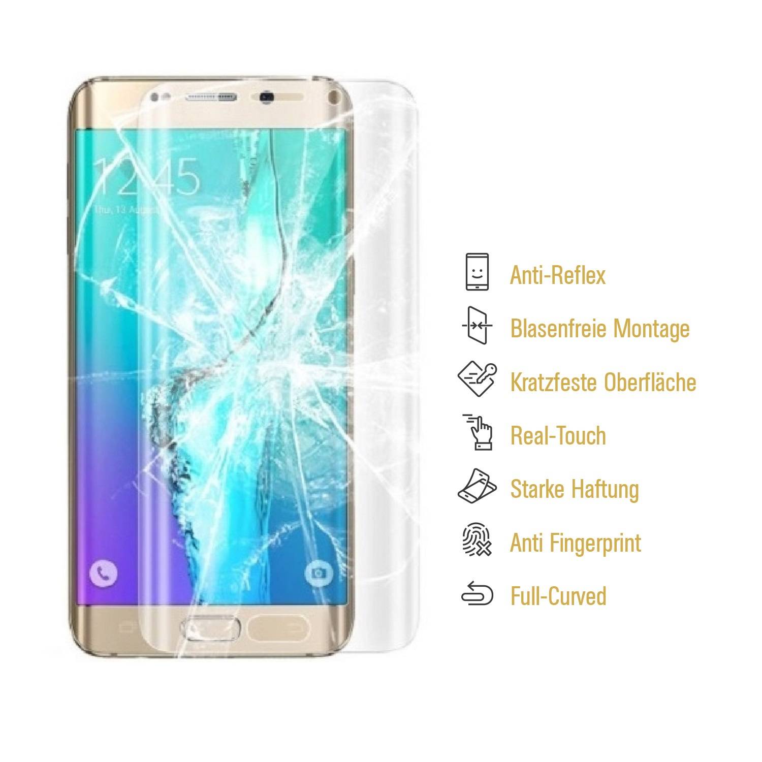 2x Panzerfolie für Samsung Galaxy S6 Edge FULL COVER Displayschutzfolie MATT