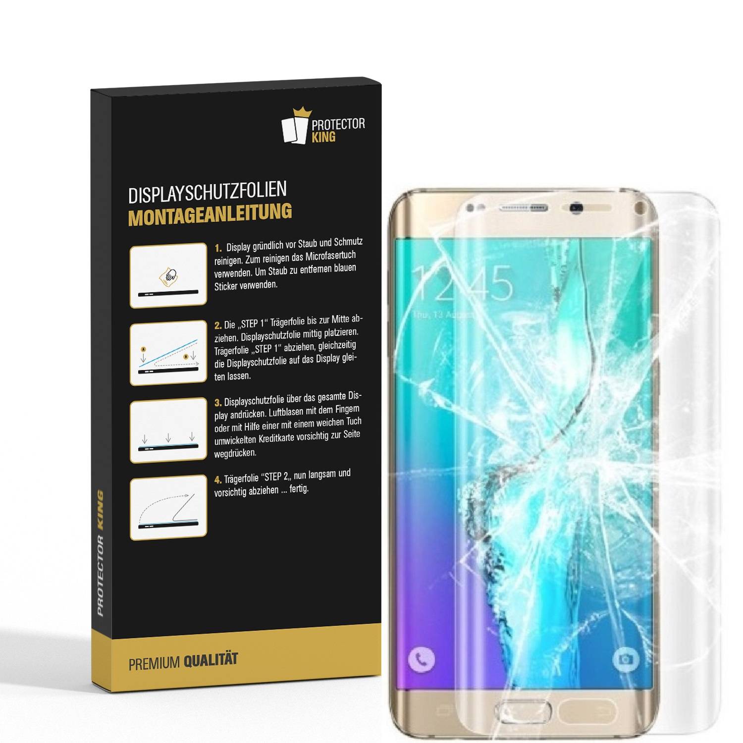 4x Panzerfolie für Samsung Galaxy S6 Edge Plus FULL COVER Displayschutzfolie MATT