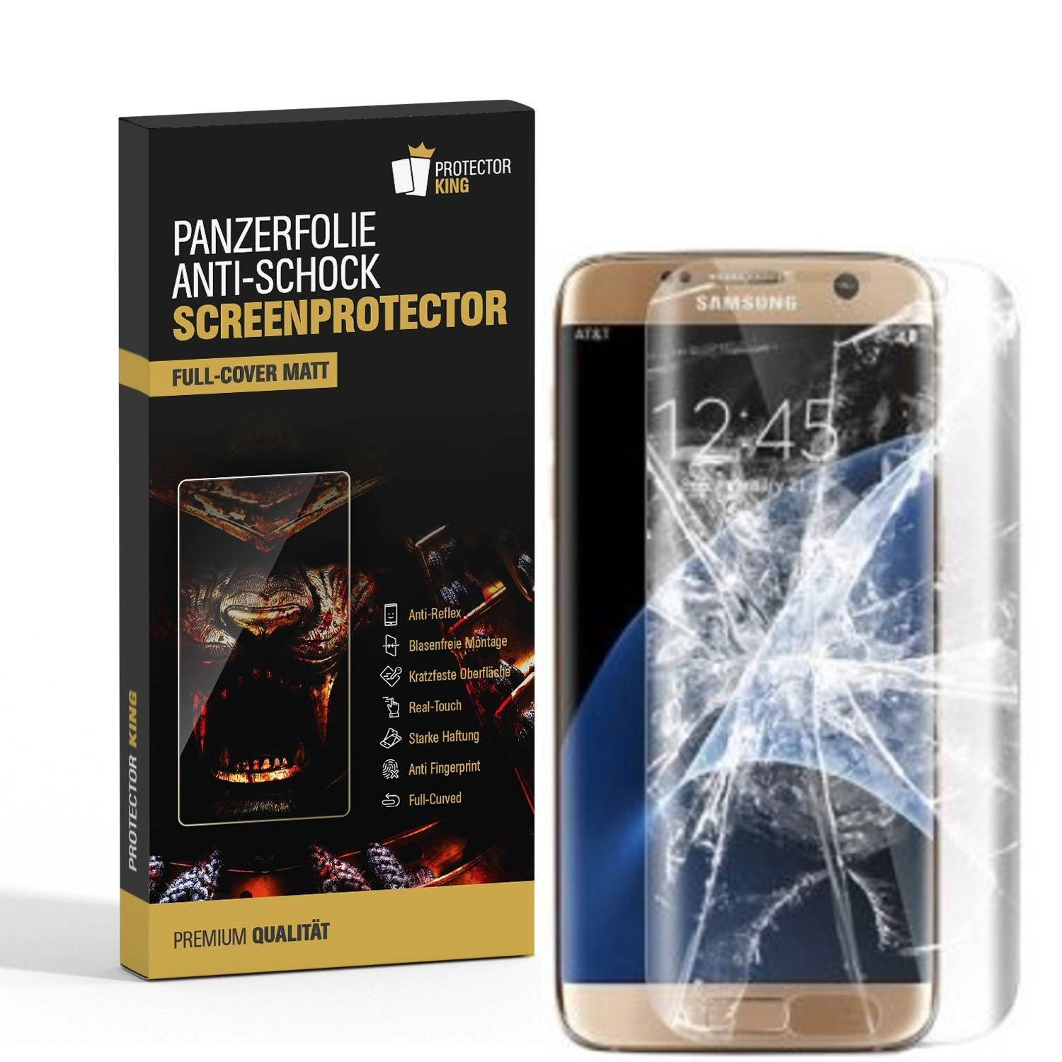 2x Panzerfolie für Samsung Galaxy S7 Edge FULL COVER Displayschutzfolie MATT